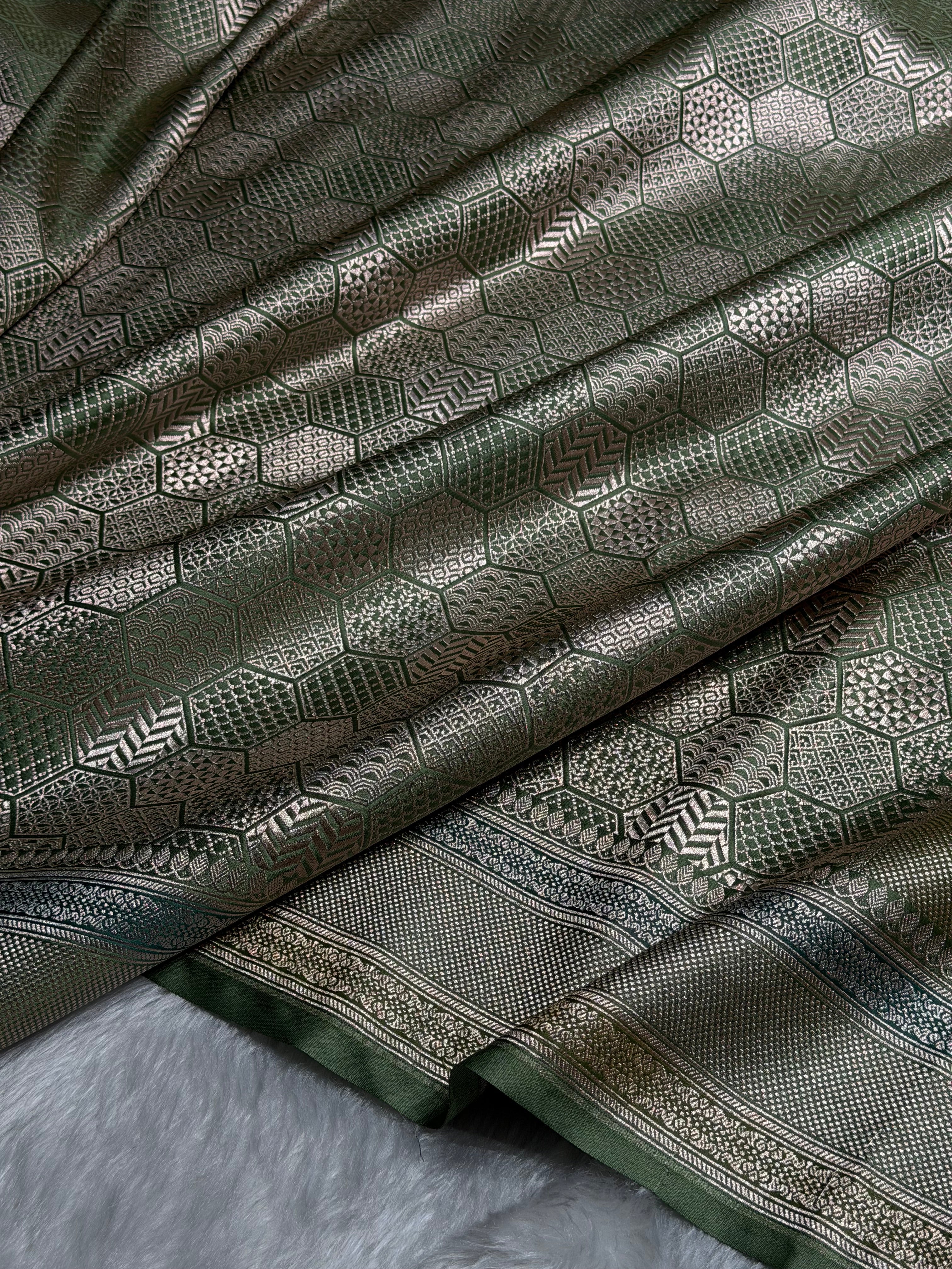 Pista Shades Minakari Brocade Mashru Silk Saree MS85