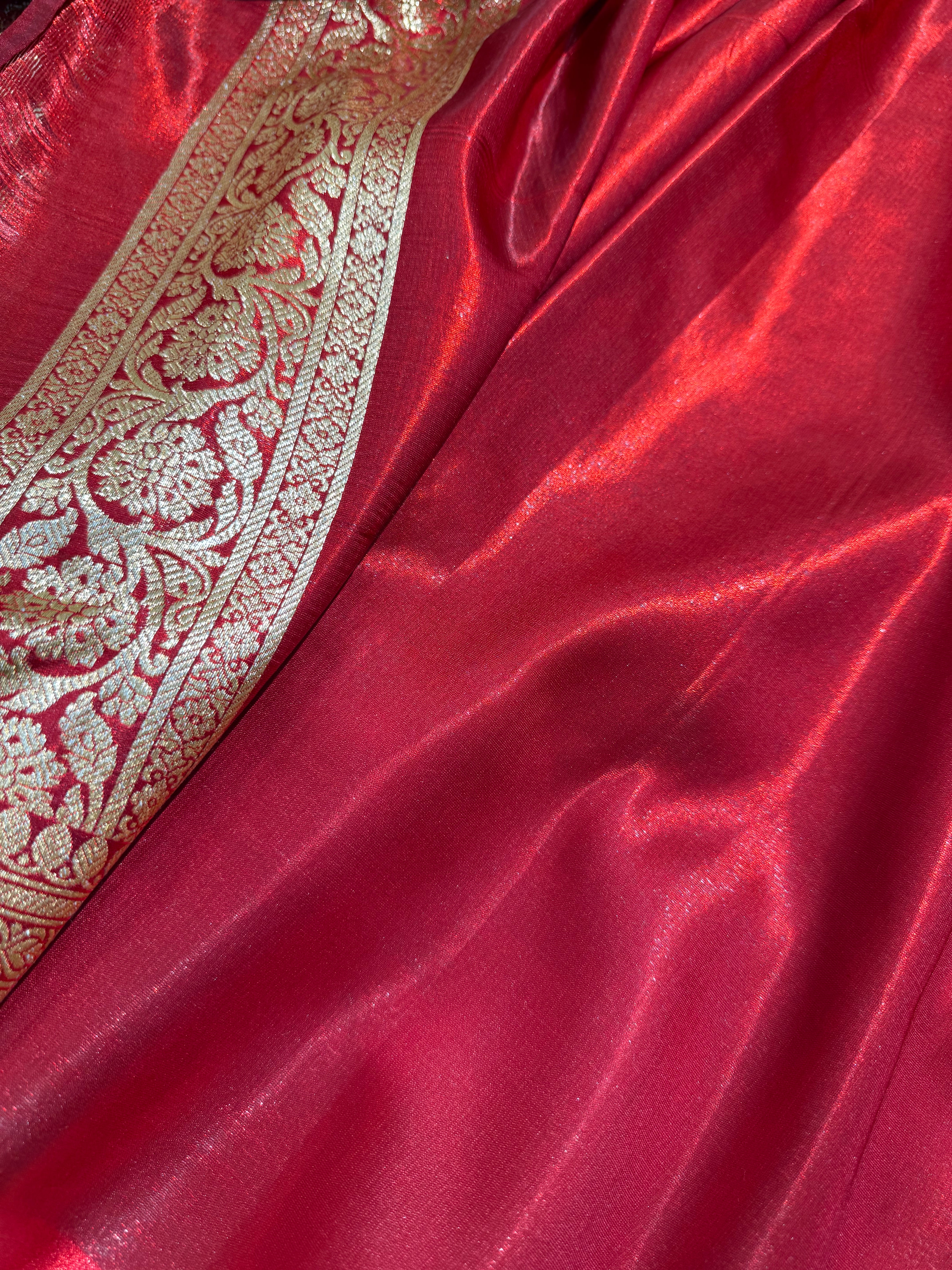 Satin Silk Booti in Reddish Maroon
