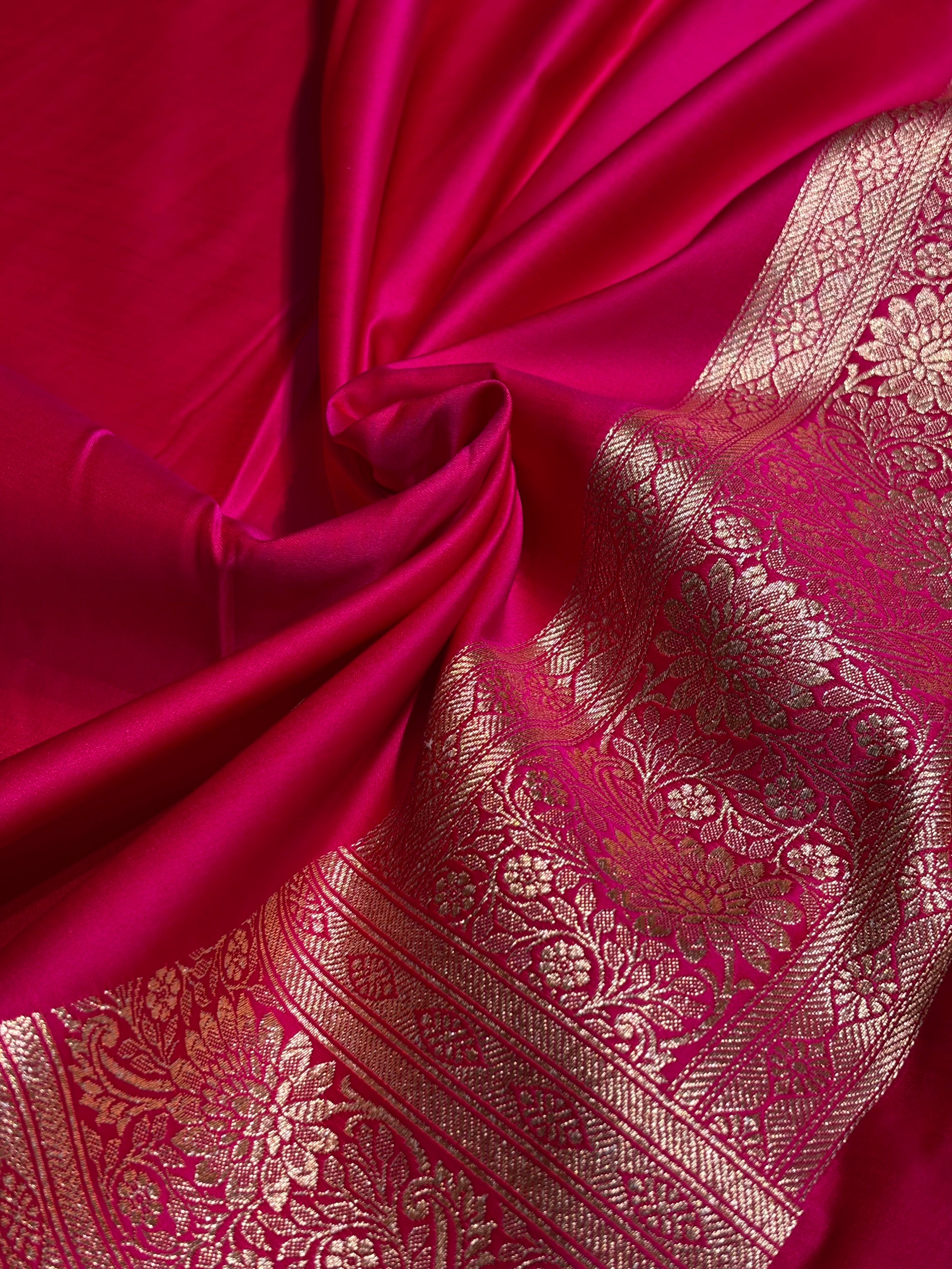 Sky blue with Rani Booti Satin Katan Silk saree SK29