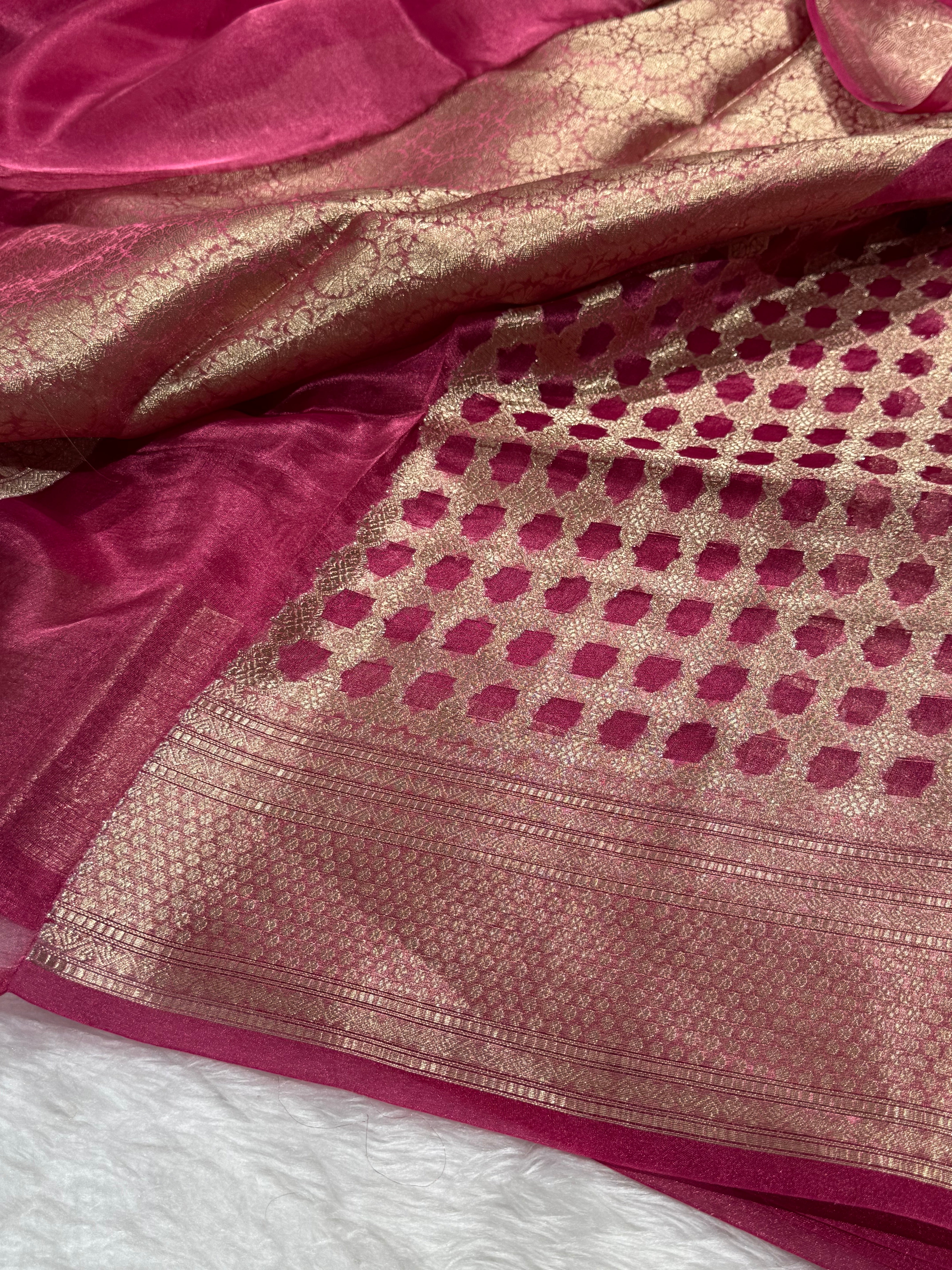 Rani Shades Pure Tissue Silk Saree with Brocade Blouse PT16