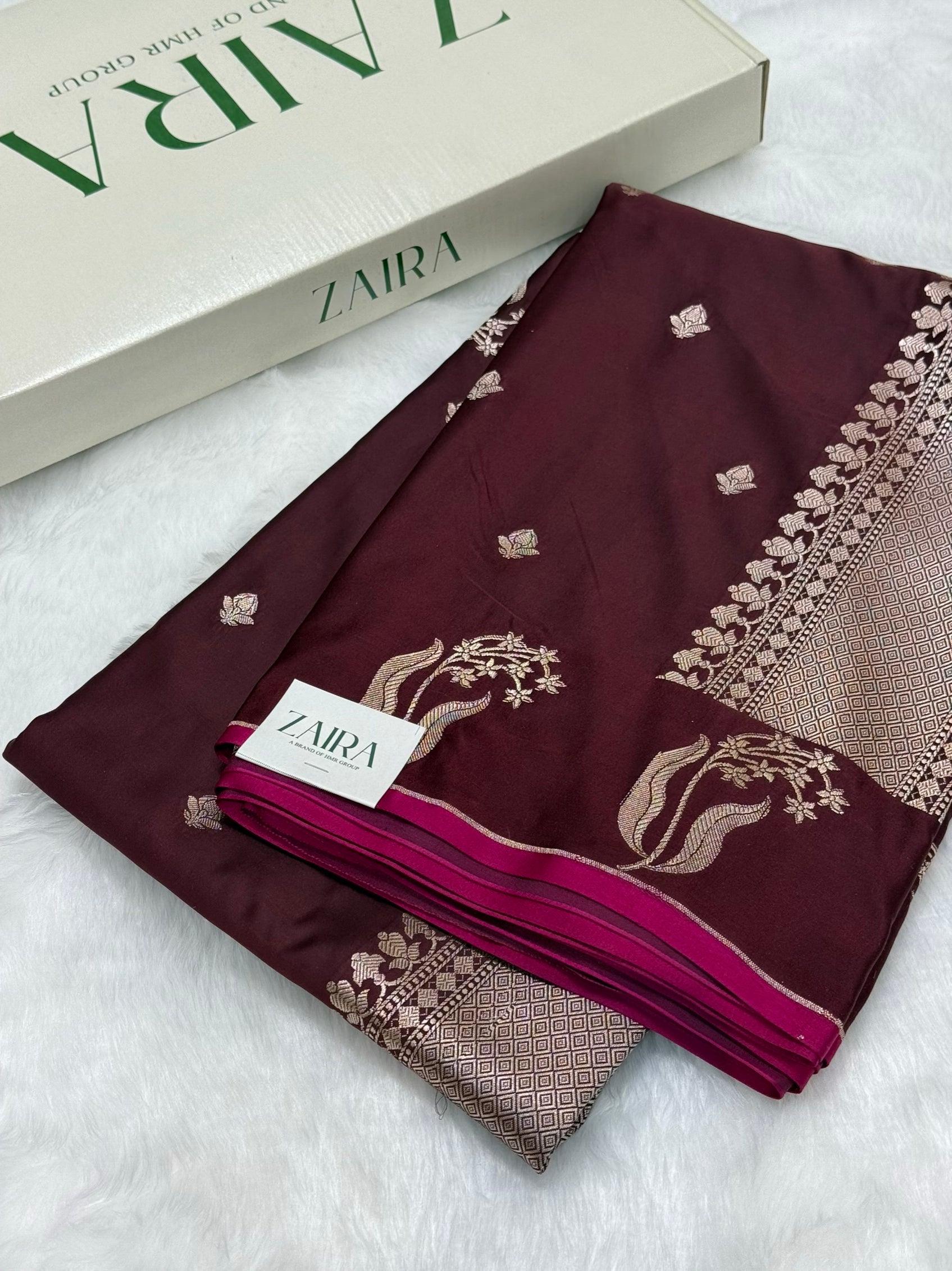 Chocolate Shades FloralBorder Mashru Silk Saree MSM 50