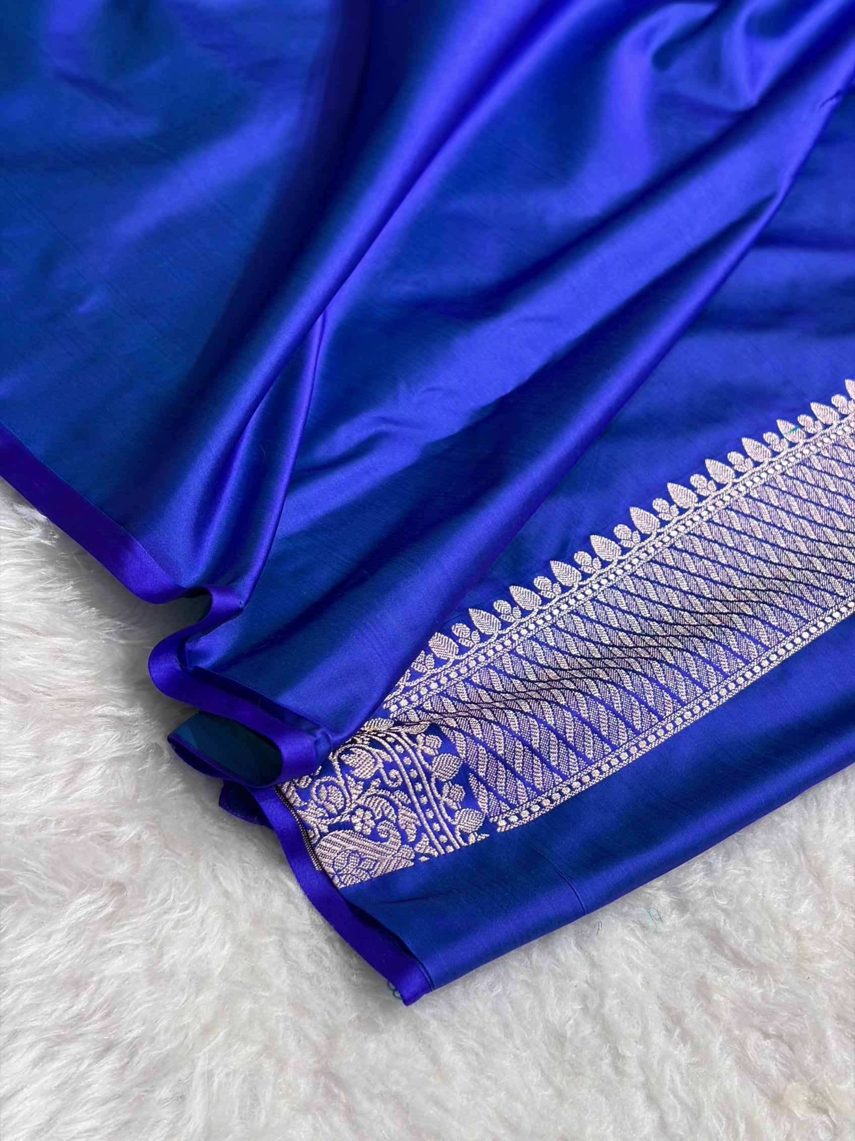 Royal Blue With Floral Border Mashru Silk Saree MSM-98