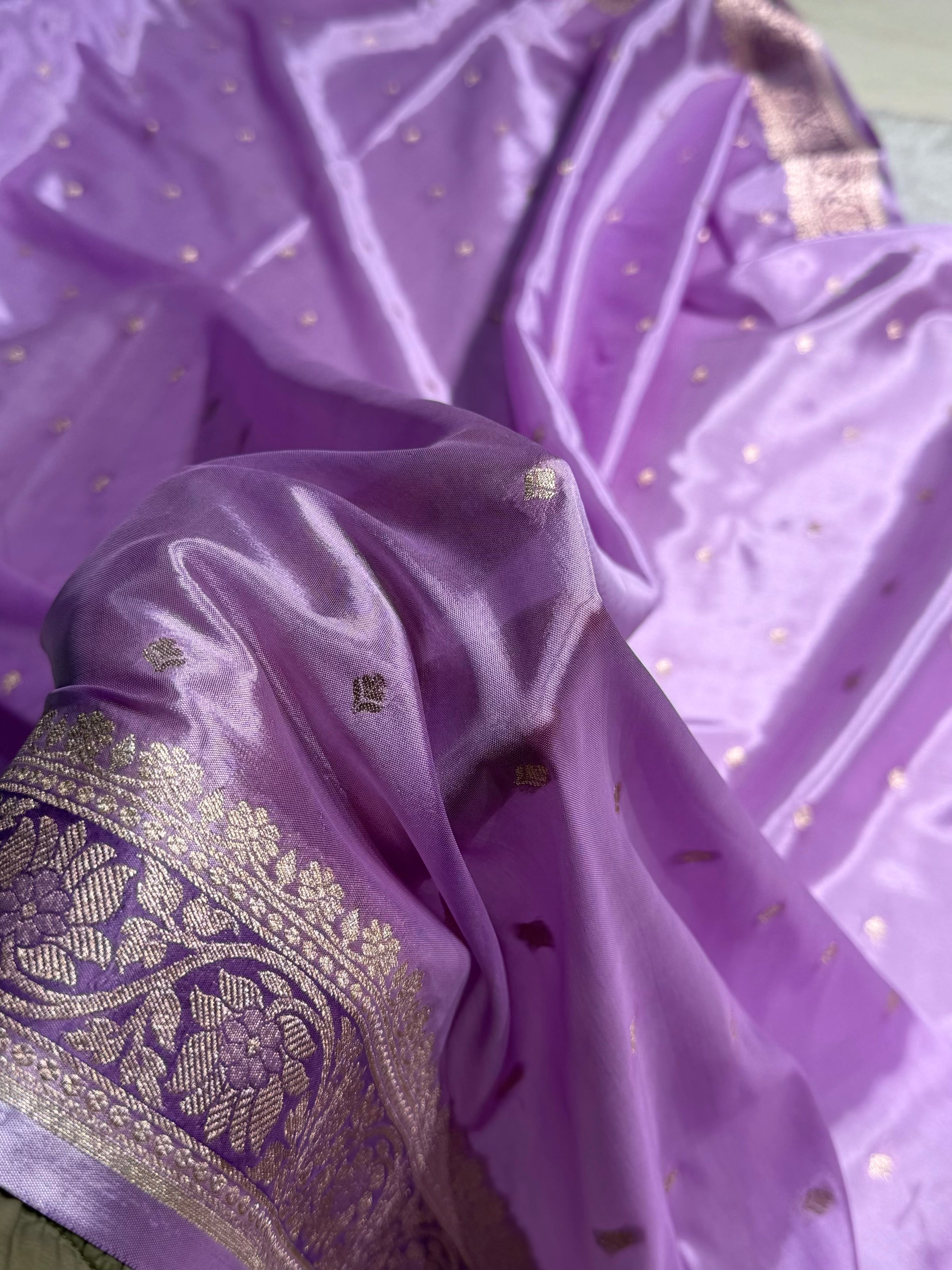 Lavender With Minakari Shades Crepe Silky Katan Banarasi Saree CSK-03