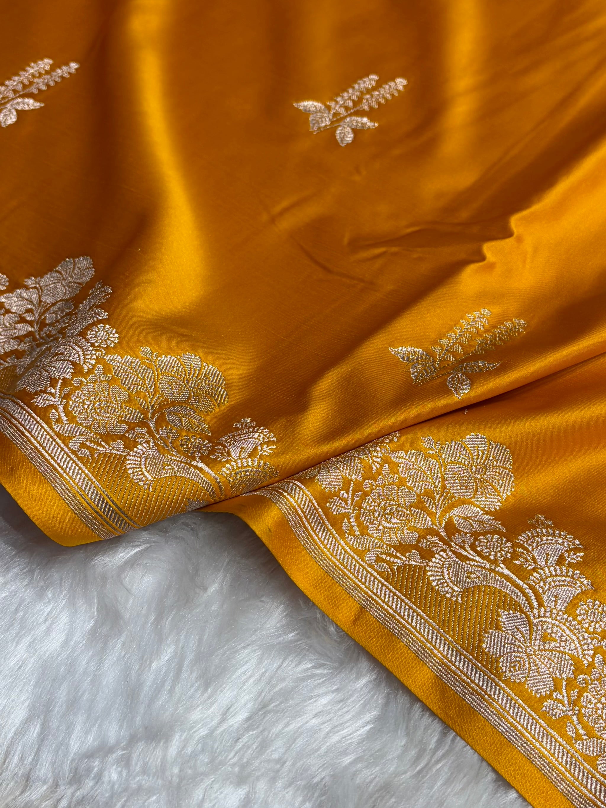 Mustard Floral Boota Mashru Silk Saree MSM-43