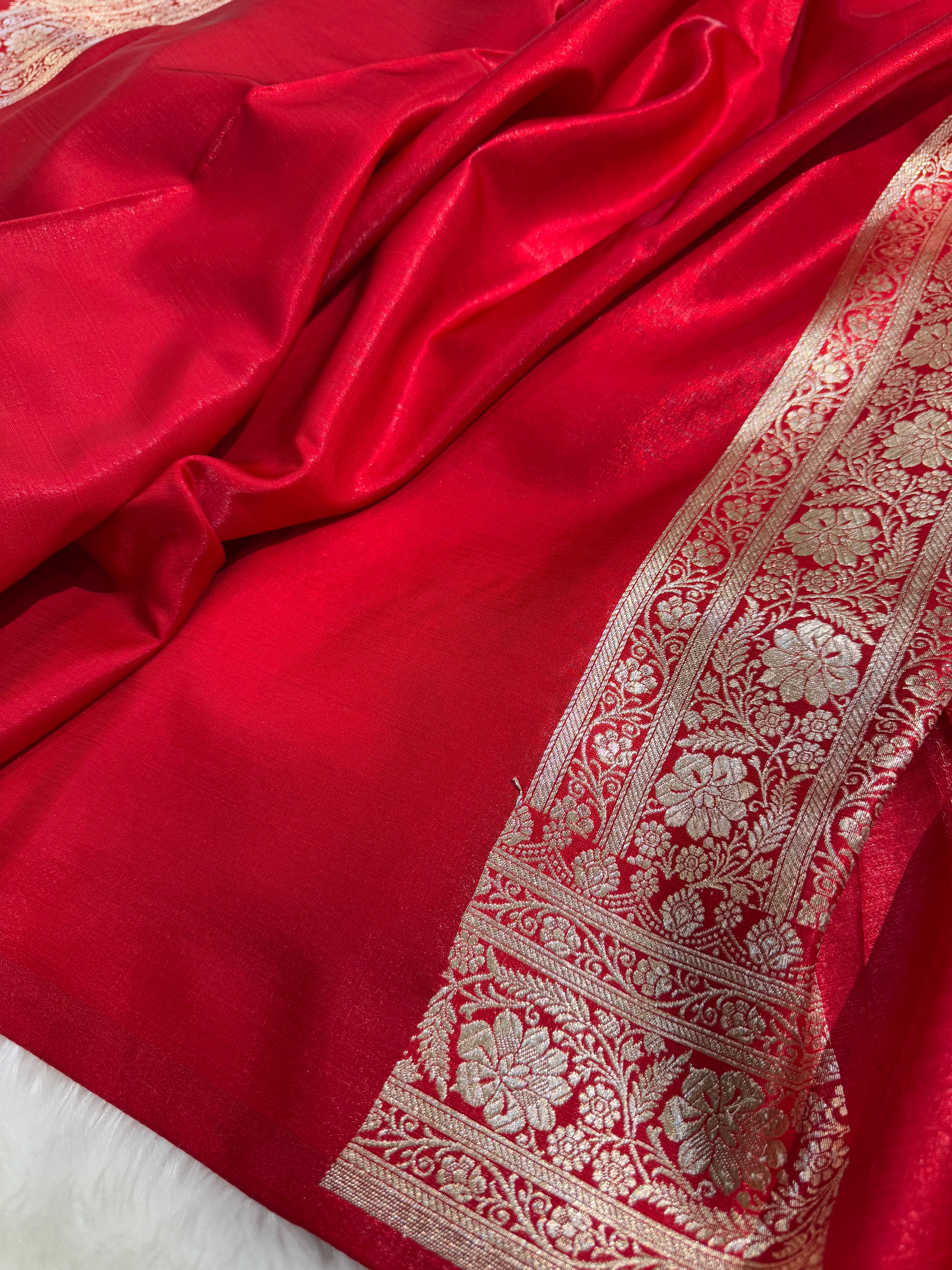 Light Wight Satin Silk Jaal in Red Shades SS17