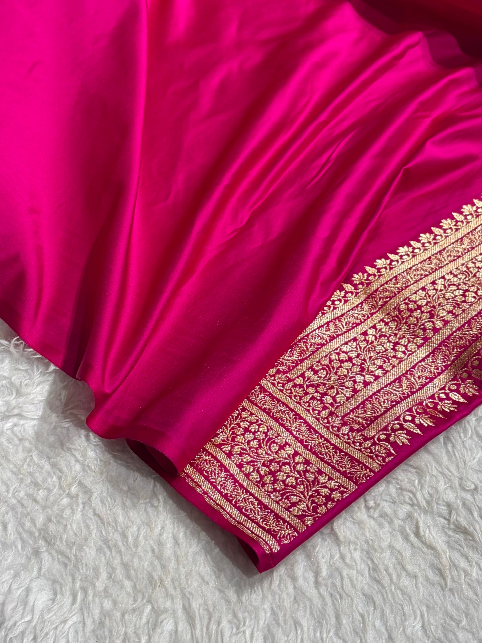 Banarasi Satin Katan Saree With Boota in Rani Shades SK89
