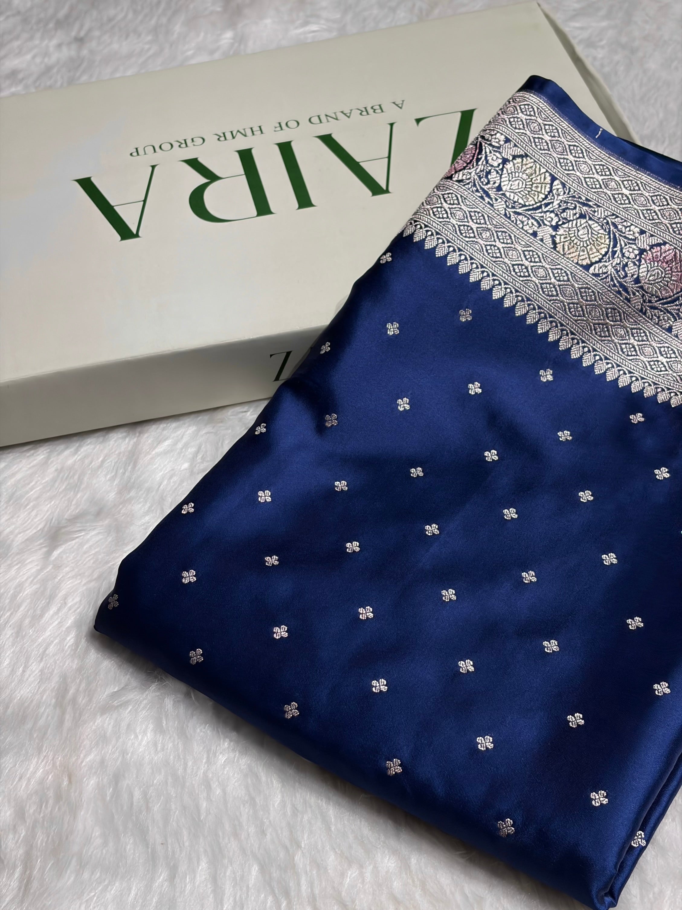 Royal Blue Shade Minakari Booti Mashru Silk Saree MS38