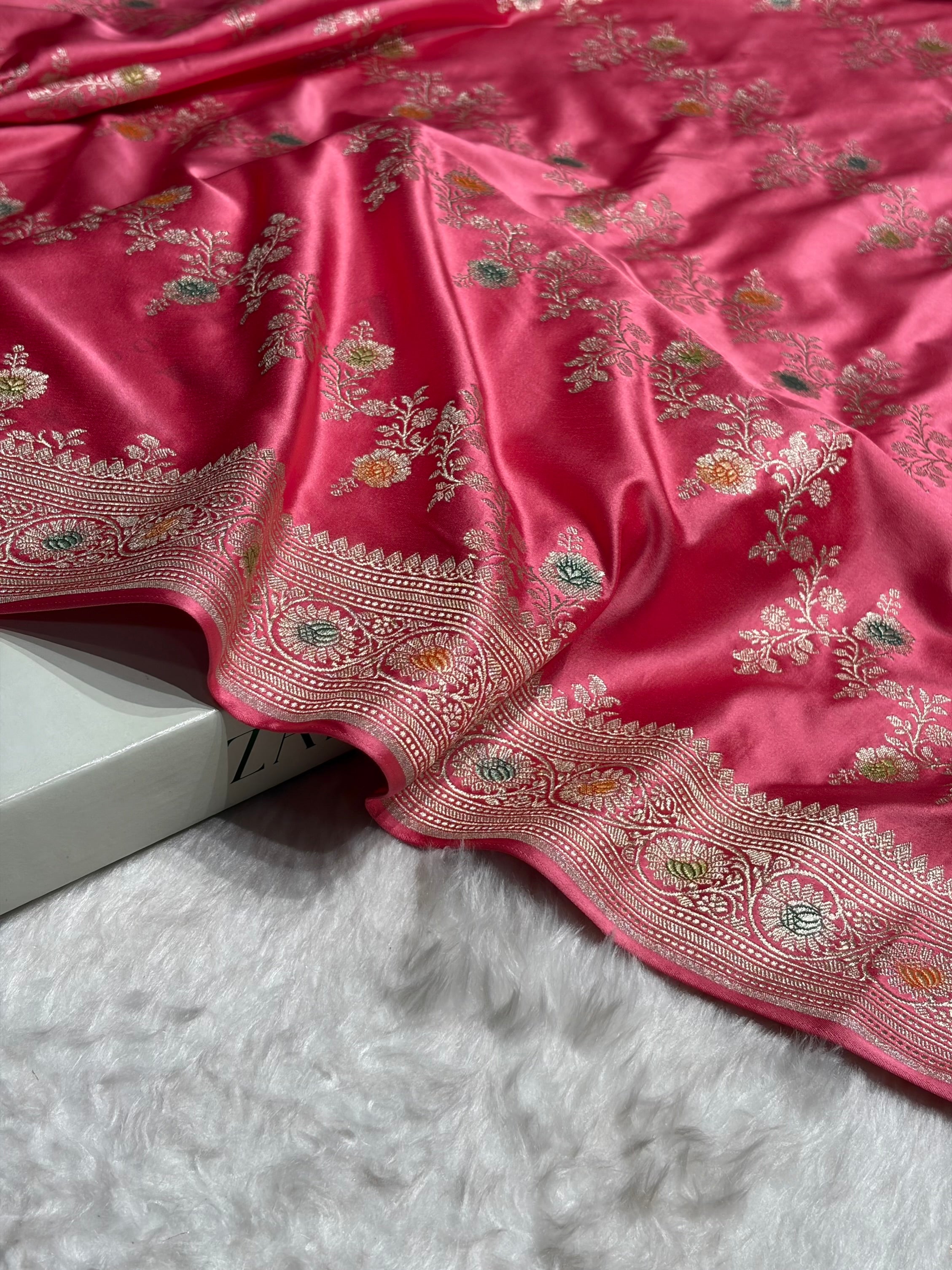 Baby Pink Minakari Banarasi Cross Mashru Silk Saree MS01