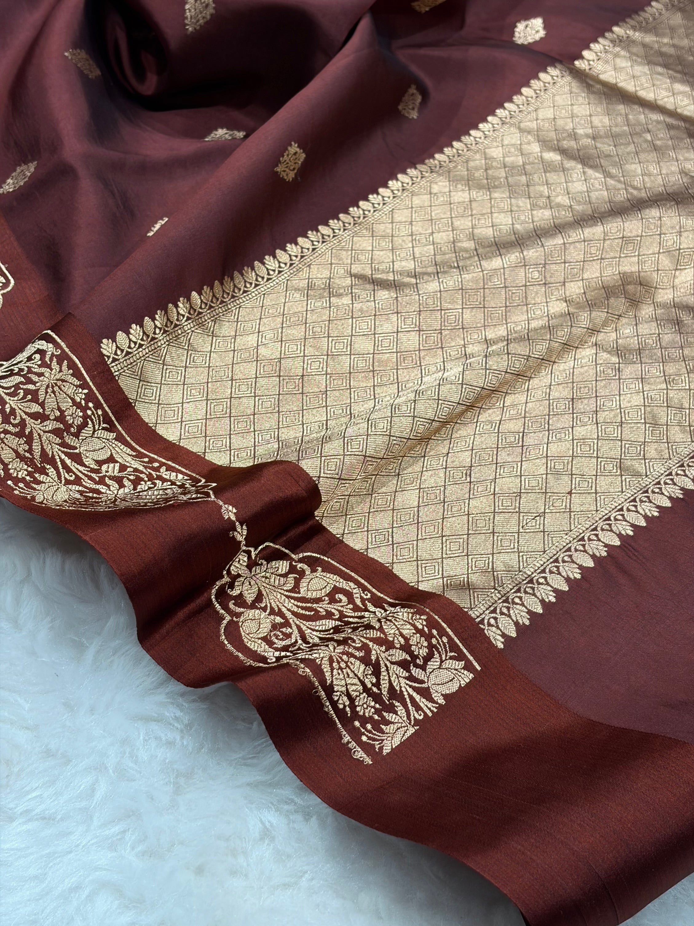 Chocolate Shades Handwoven Pure Katan Paper Silk RM-71