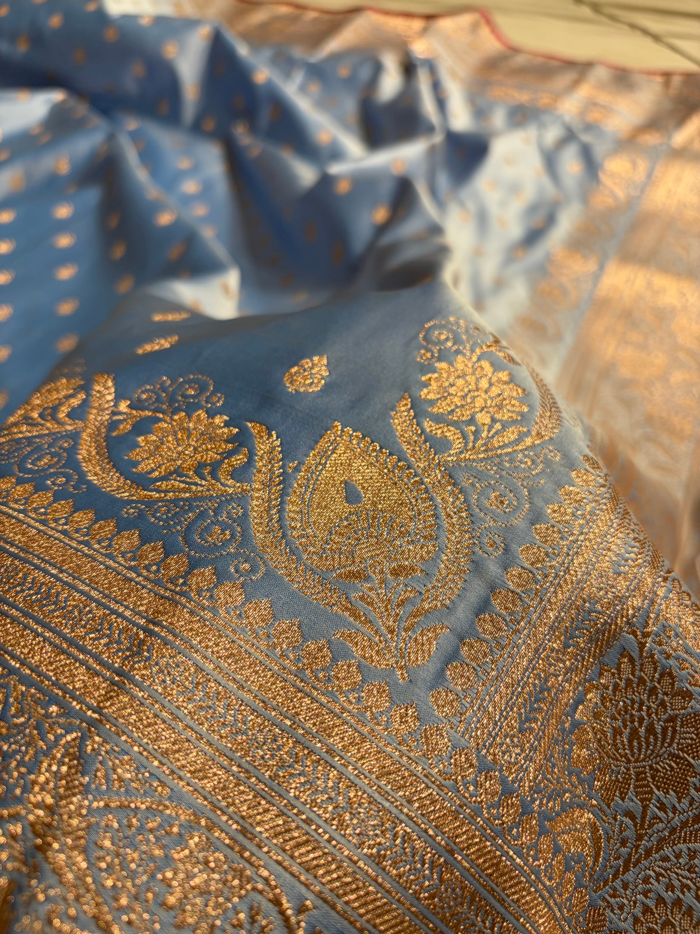 Katan Silk Saree In Nile Blue Shades SK08