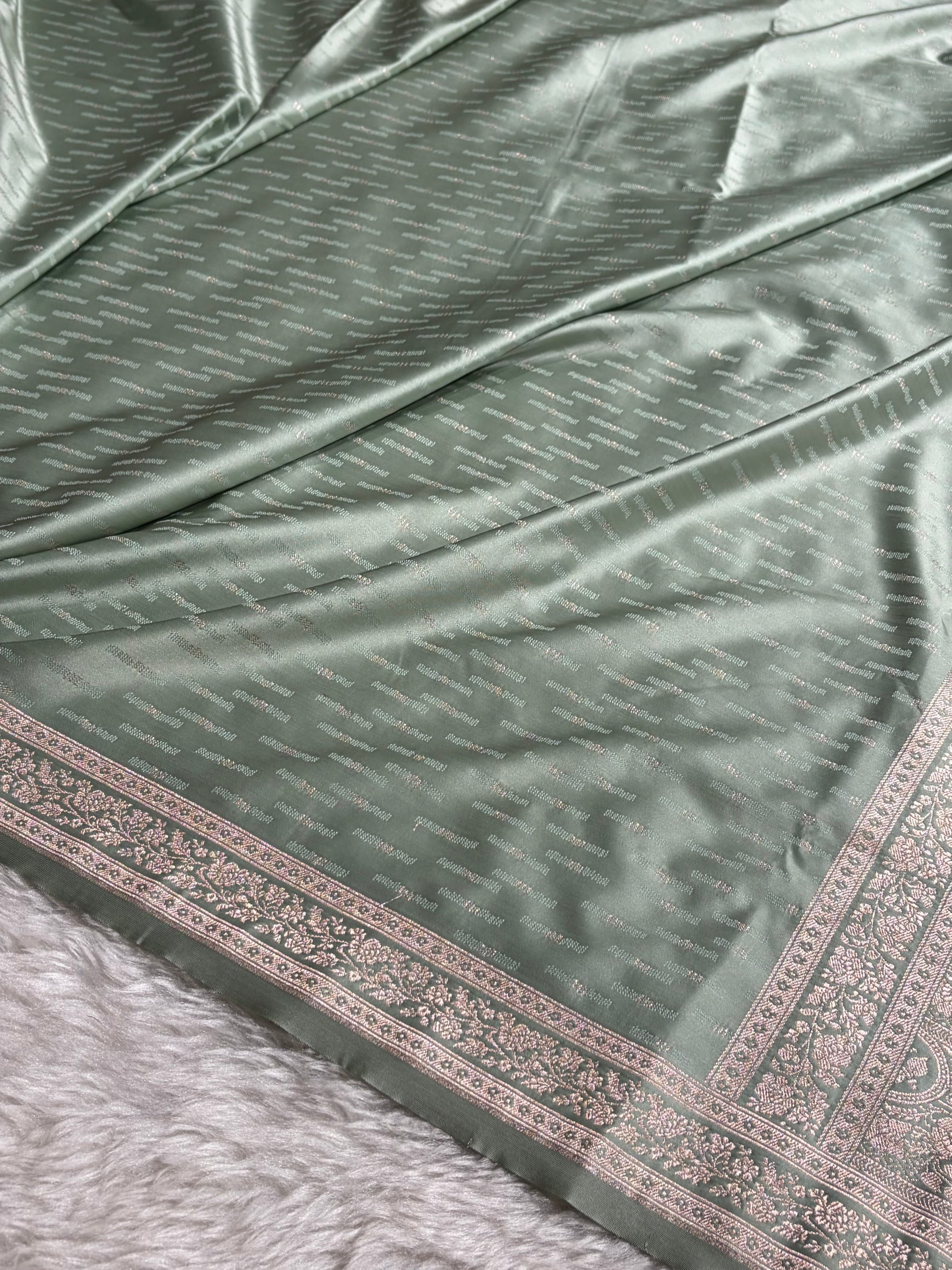 Sea Green Shades Tanchoi Motif Mashru Silk Saree MST-16