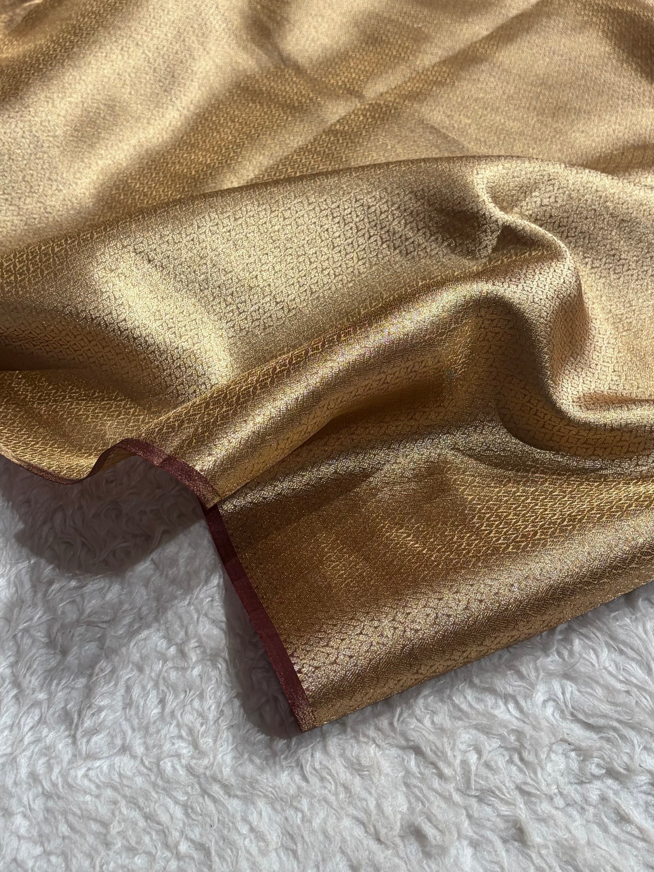 Dark Cheeku Tissue Bananasi Floral Pure Tissue Silk Saree PT-57