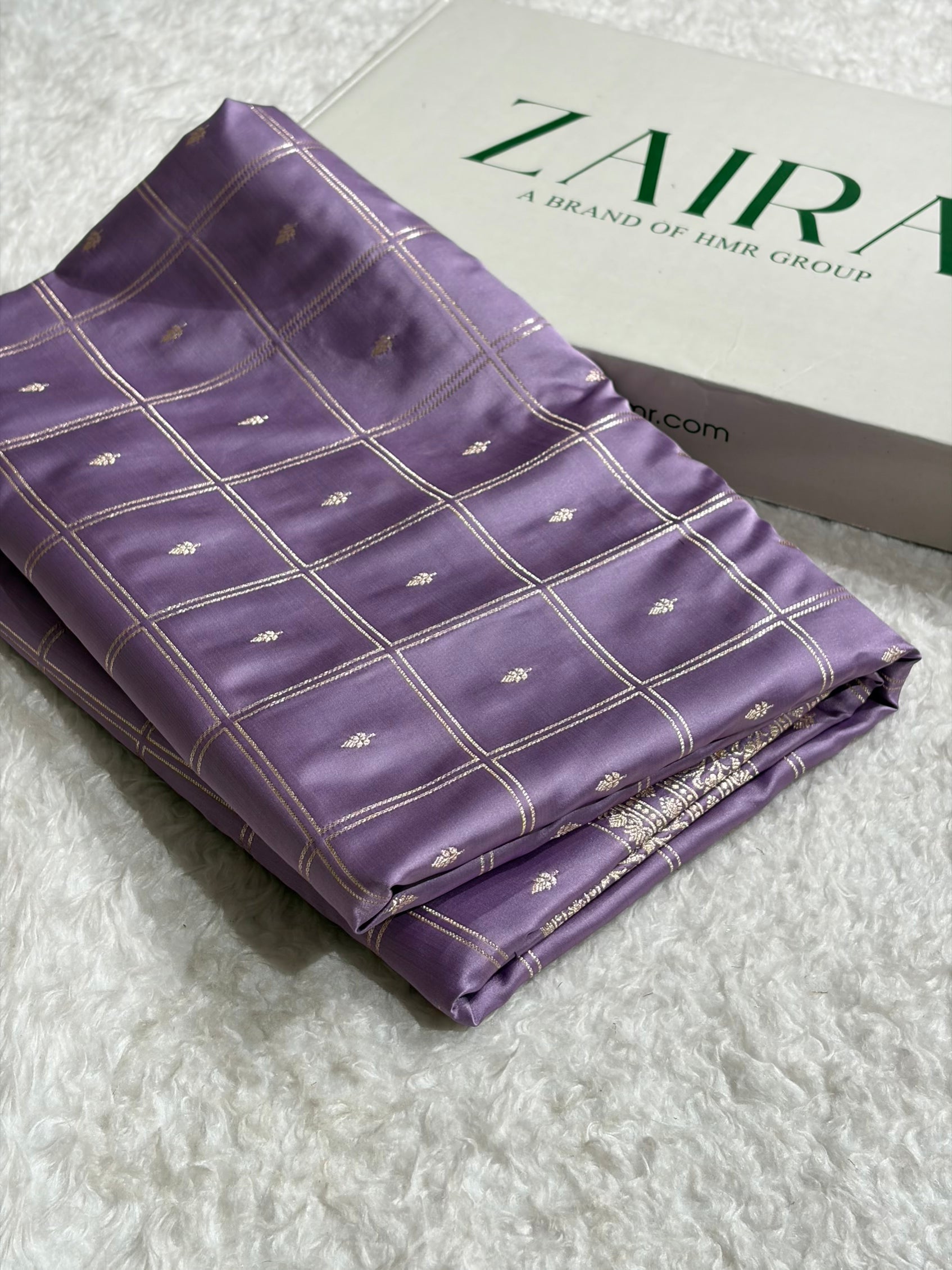 Lavender Shades Banarasi With Floral Border Mashru Silk Saree MSM-124