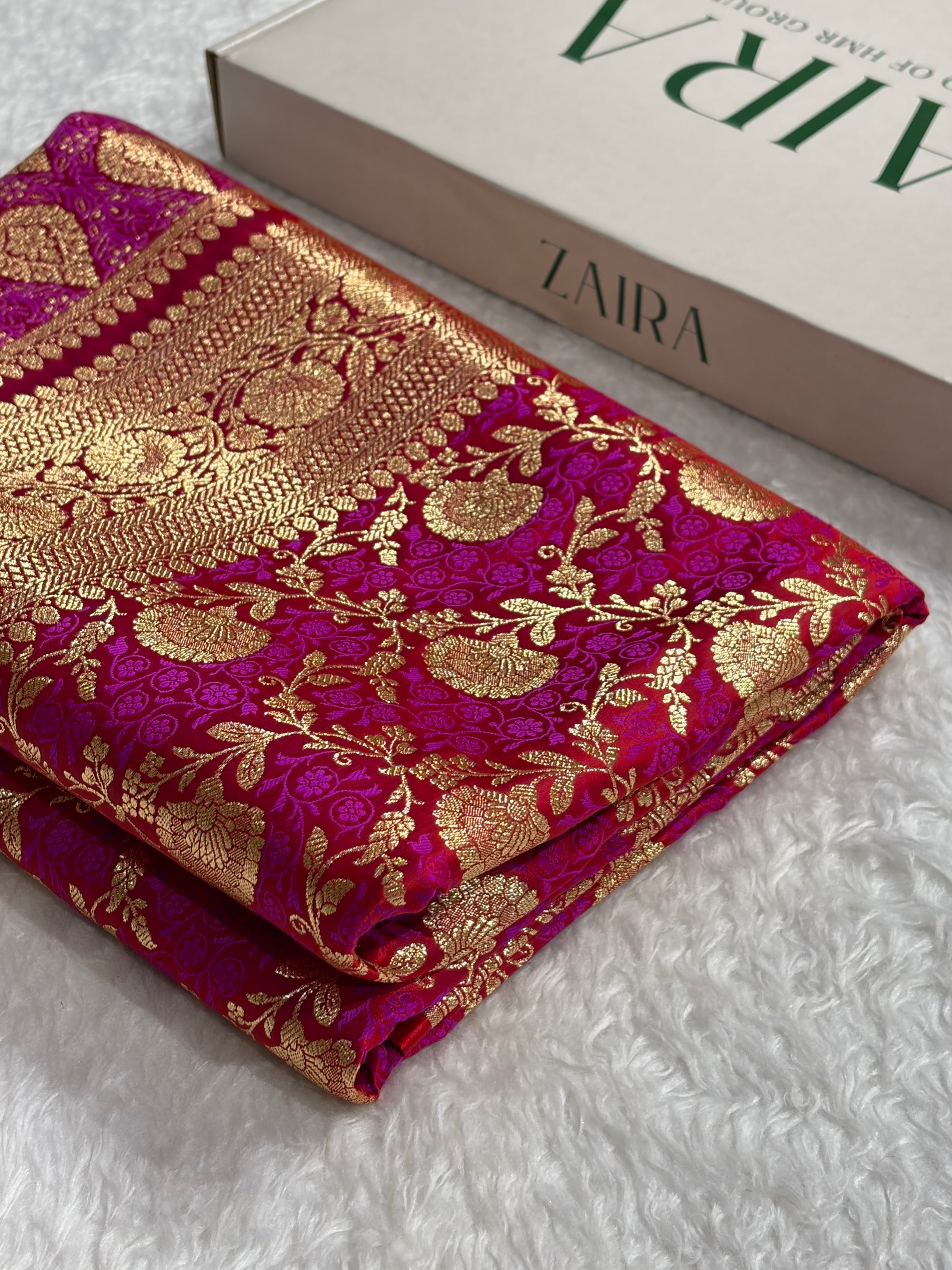 Red Tanchoi Satin Katan Silk Saree SKTM-05