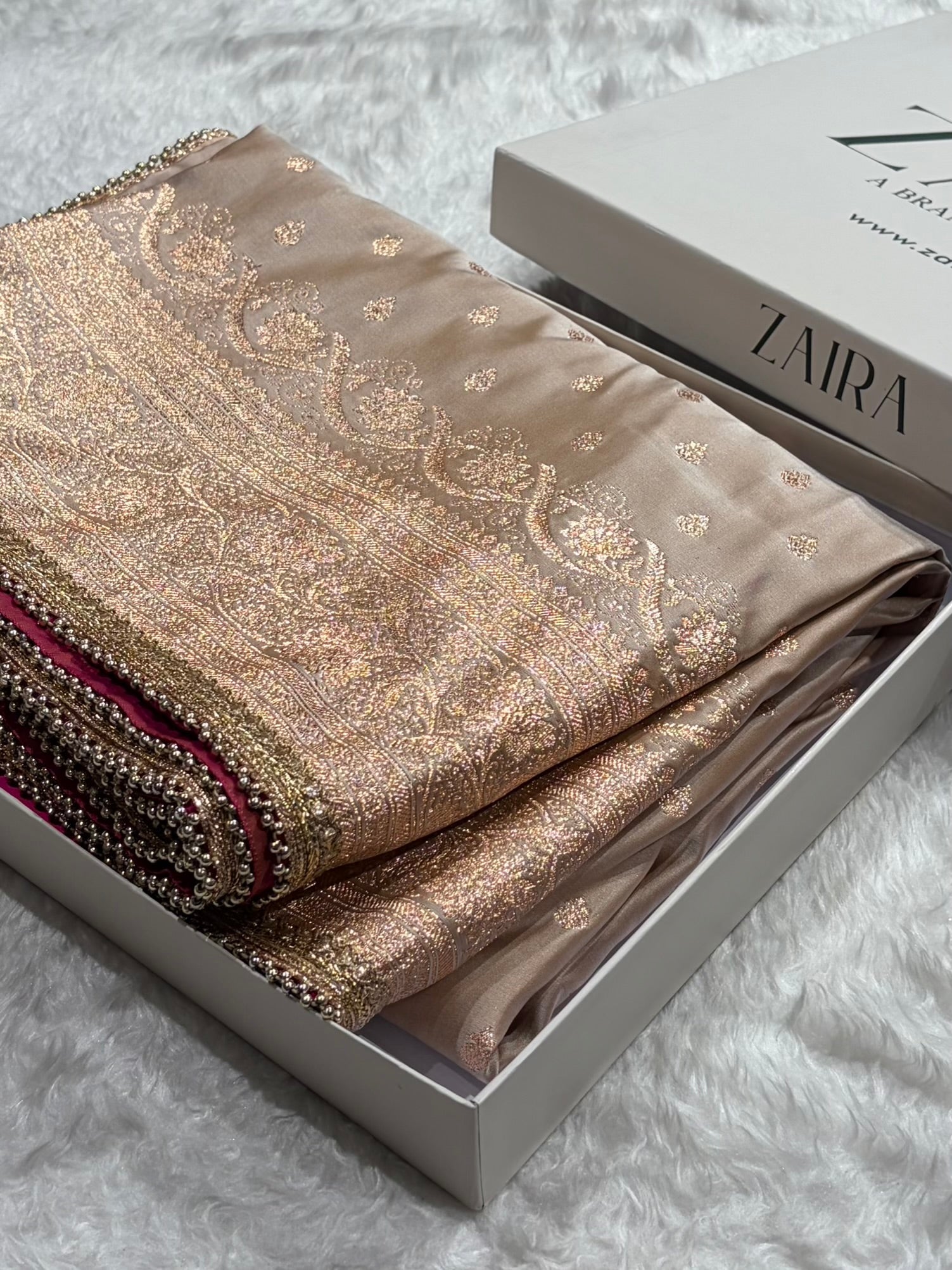 Banarasi Satin Katan Silk Saree In Beige Shades with gotta Patti SKGP08