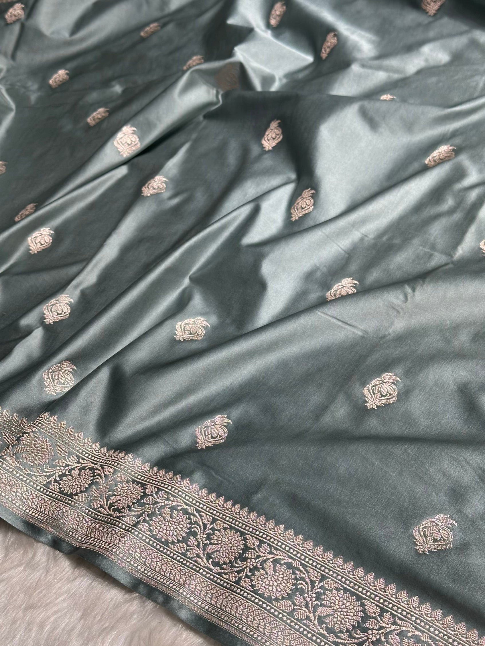 Turquoise Boota Mashru Silk Saree MS25