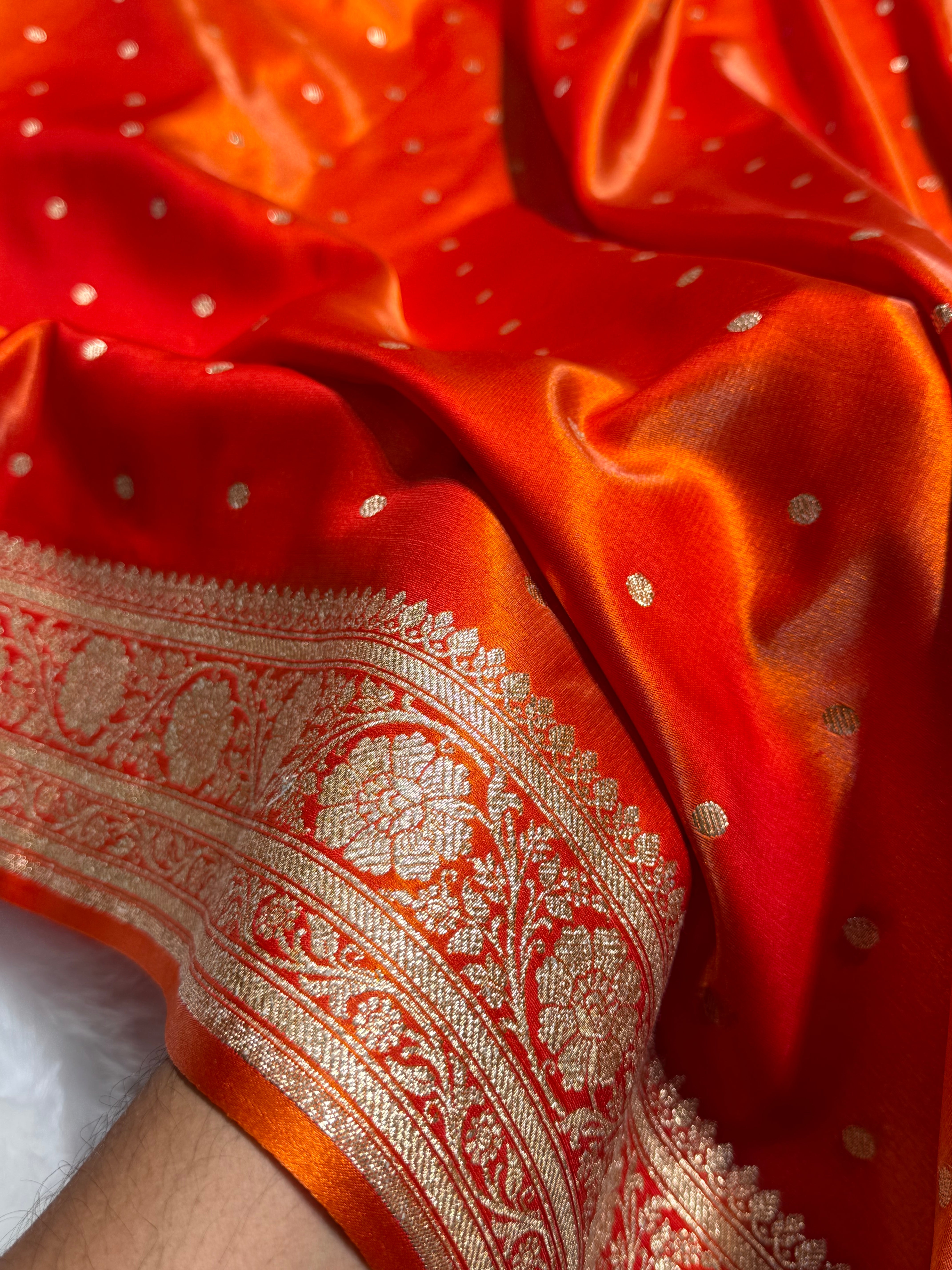 Satin Silk Dot Booti in Orange Shades SS08