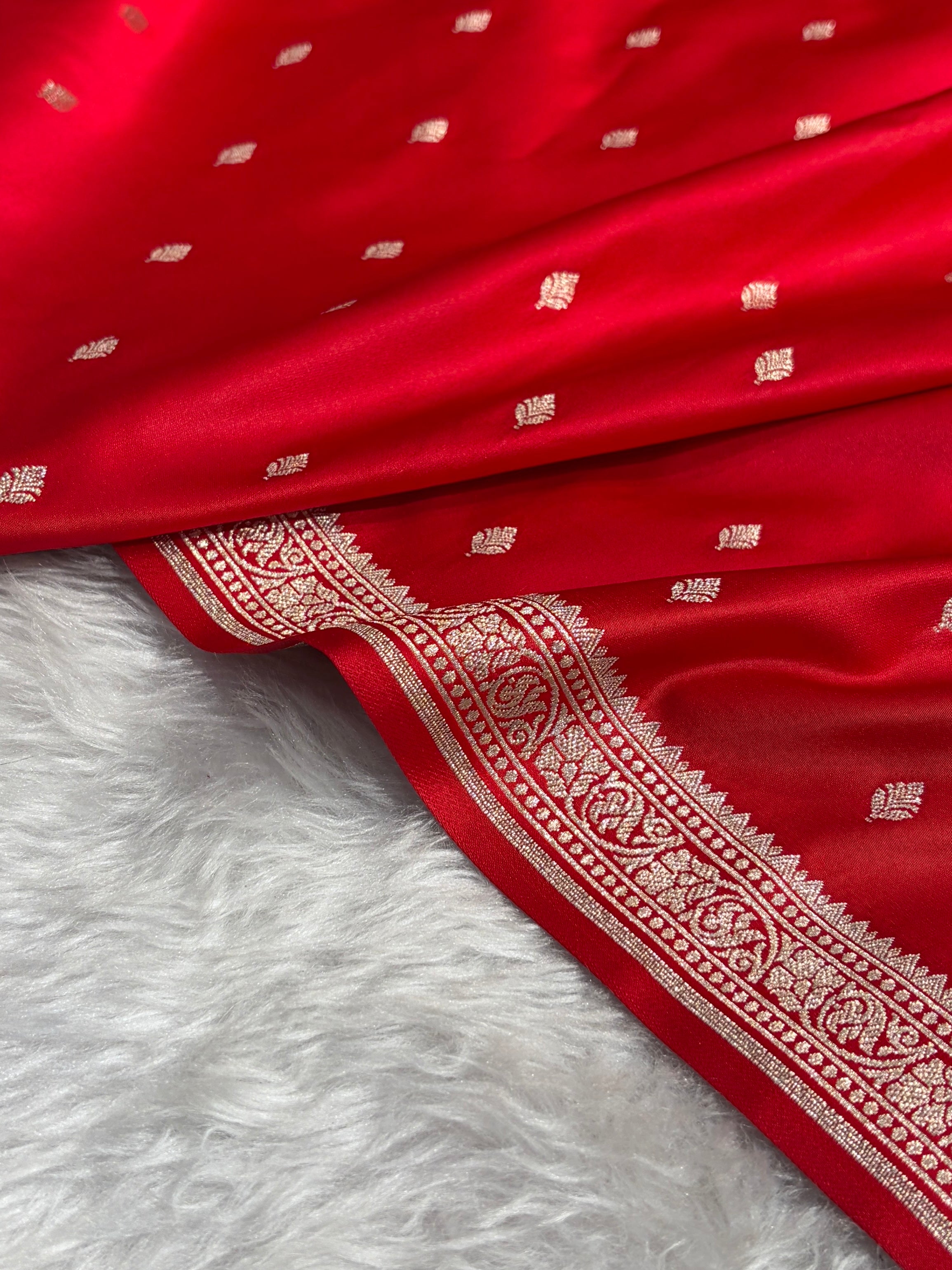Premium Banarasi Satin Katan Saree in Red Shades SK90