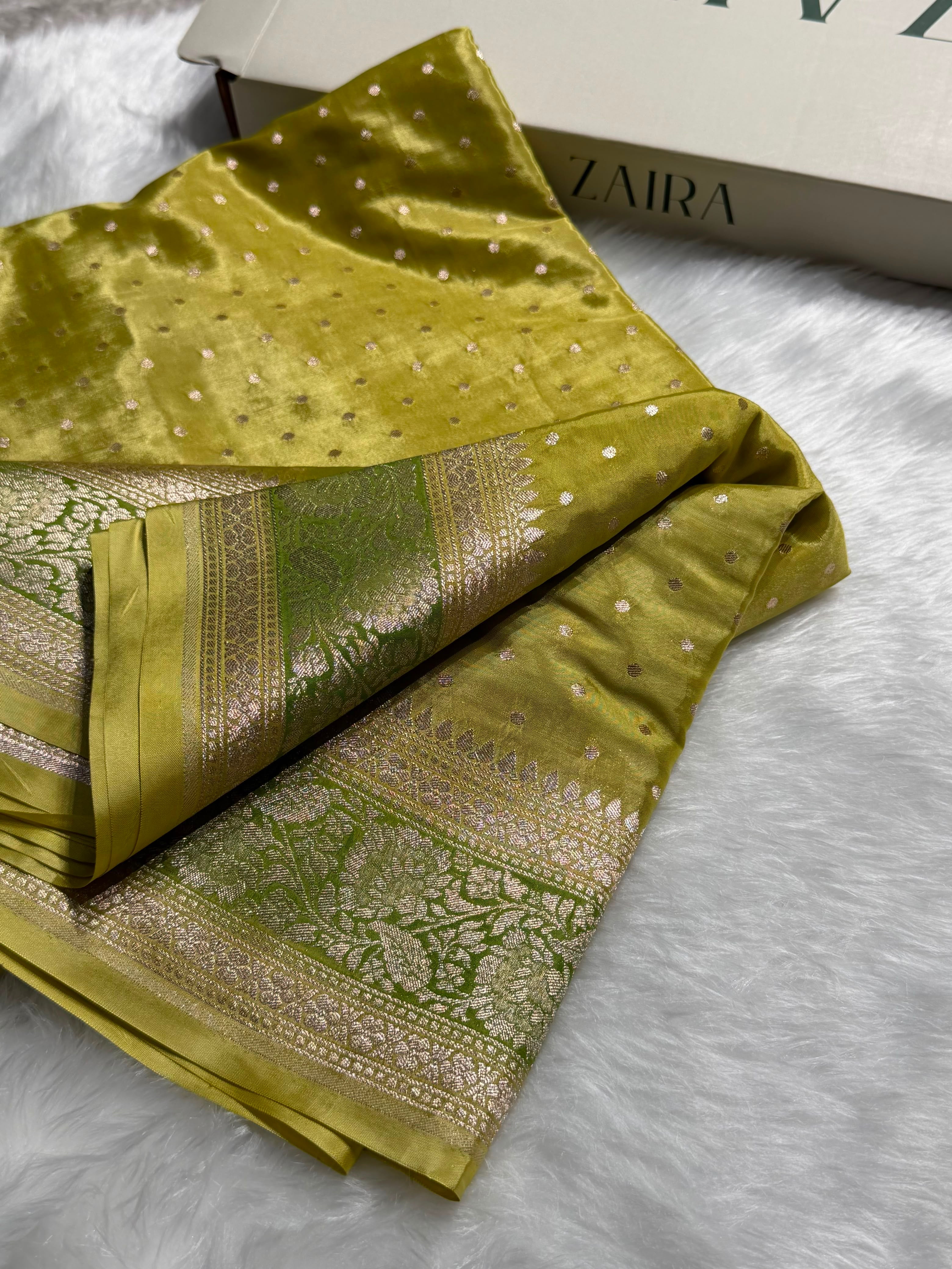 Lemon Shades With Contrast Border Crepe Silky Katan Banarasi Saree CSK-06