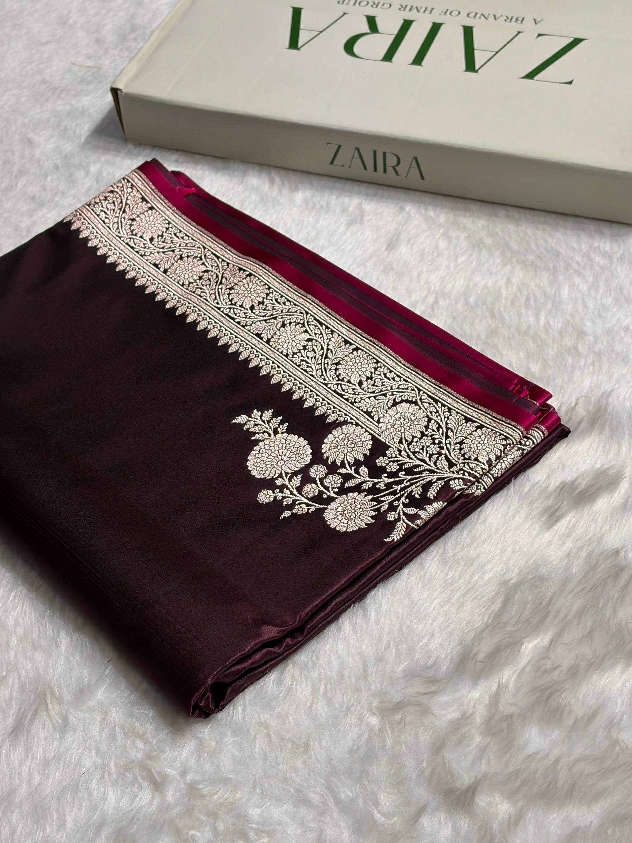 Garnet Shades Floral Border Mashru Silk Saree MSM-62