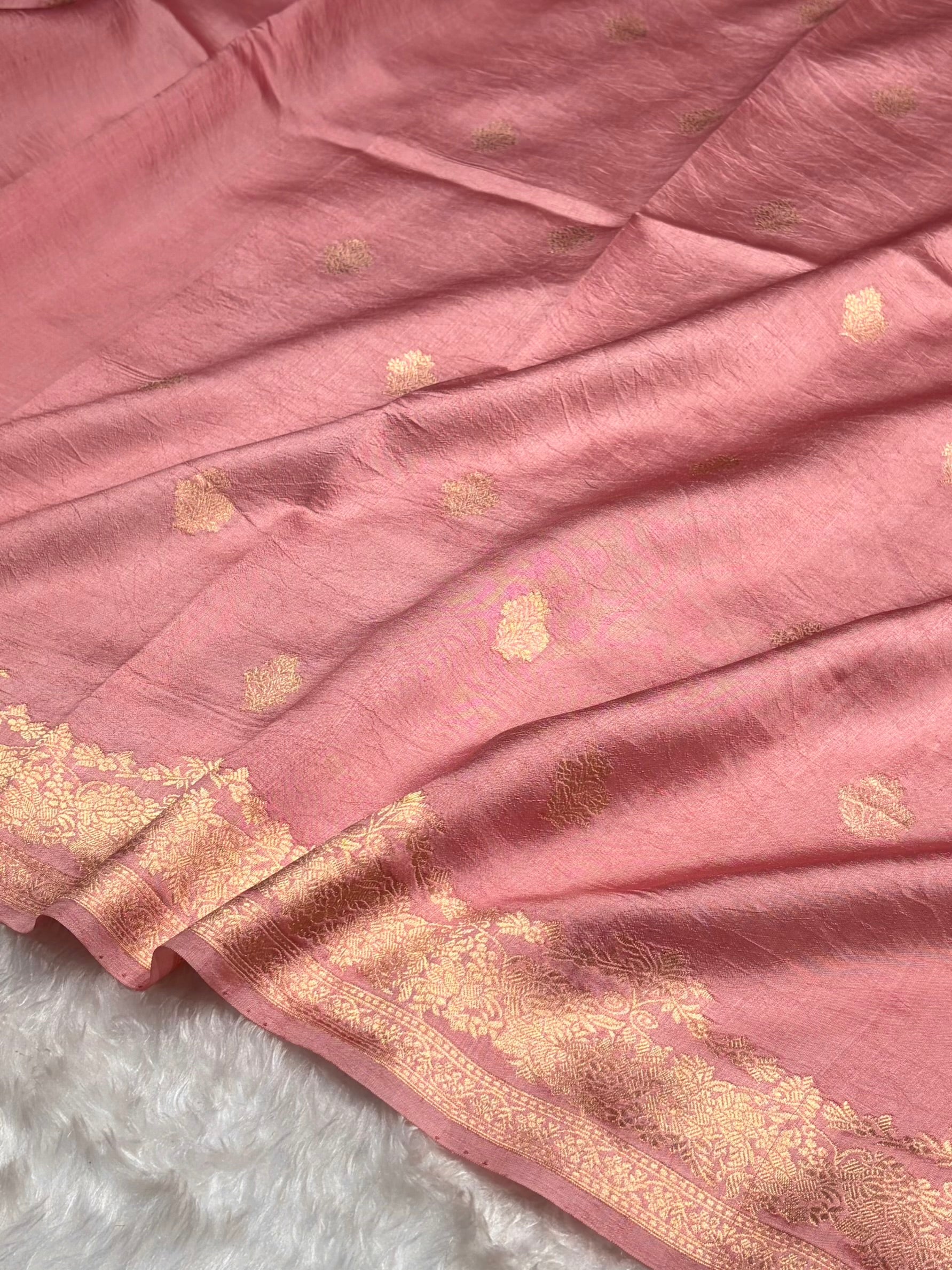 Baby Pink Shades Handwoven Pure Raw Mango Silk RM-52