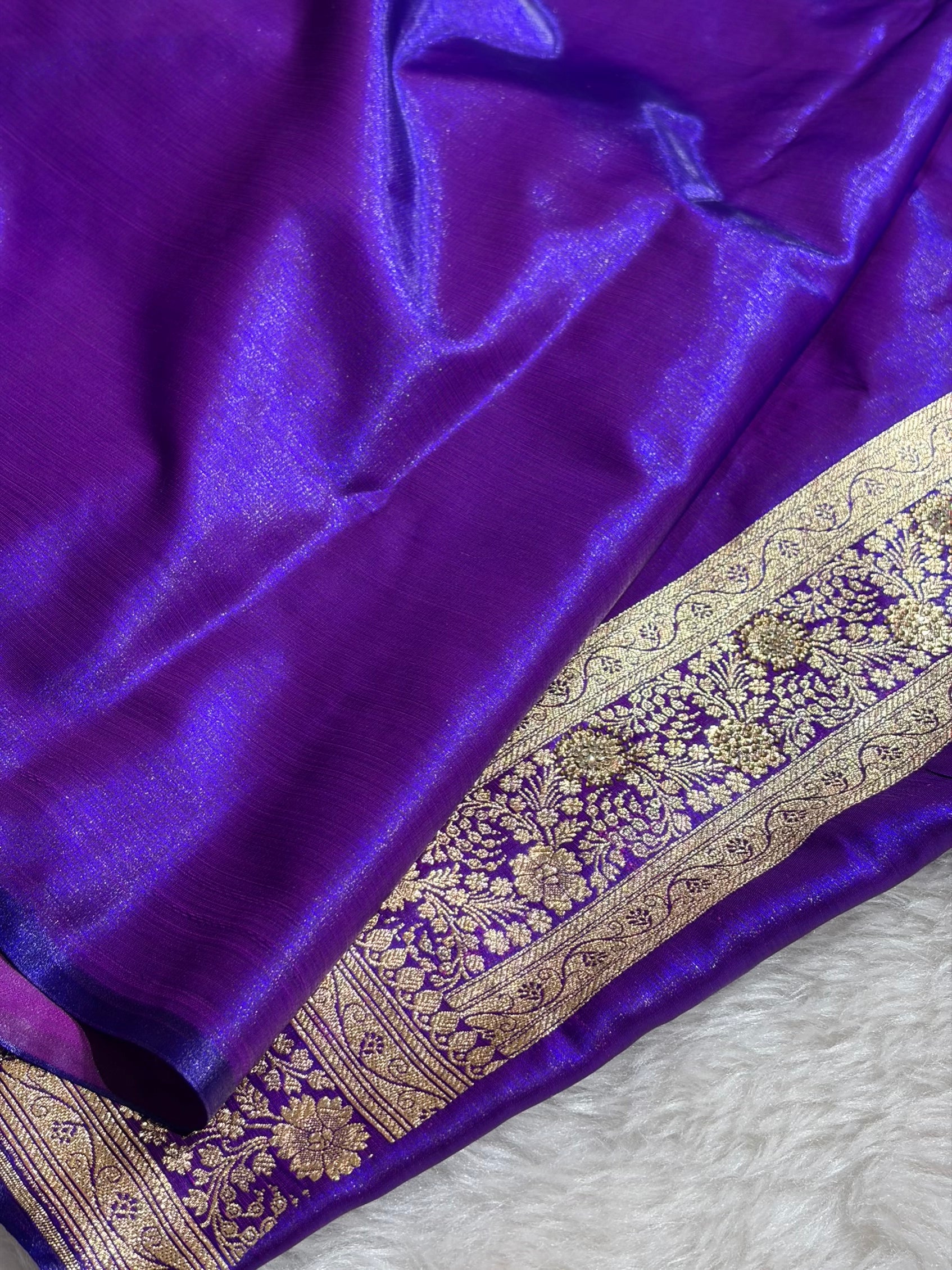 Purple Shades Banarasi Satin Silk Boota with Swarovski Work BSS05 (E)