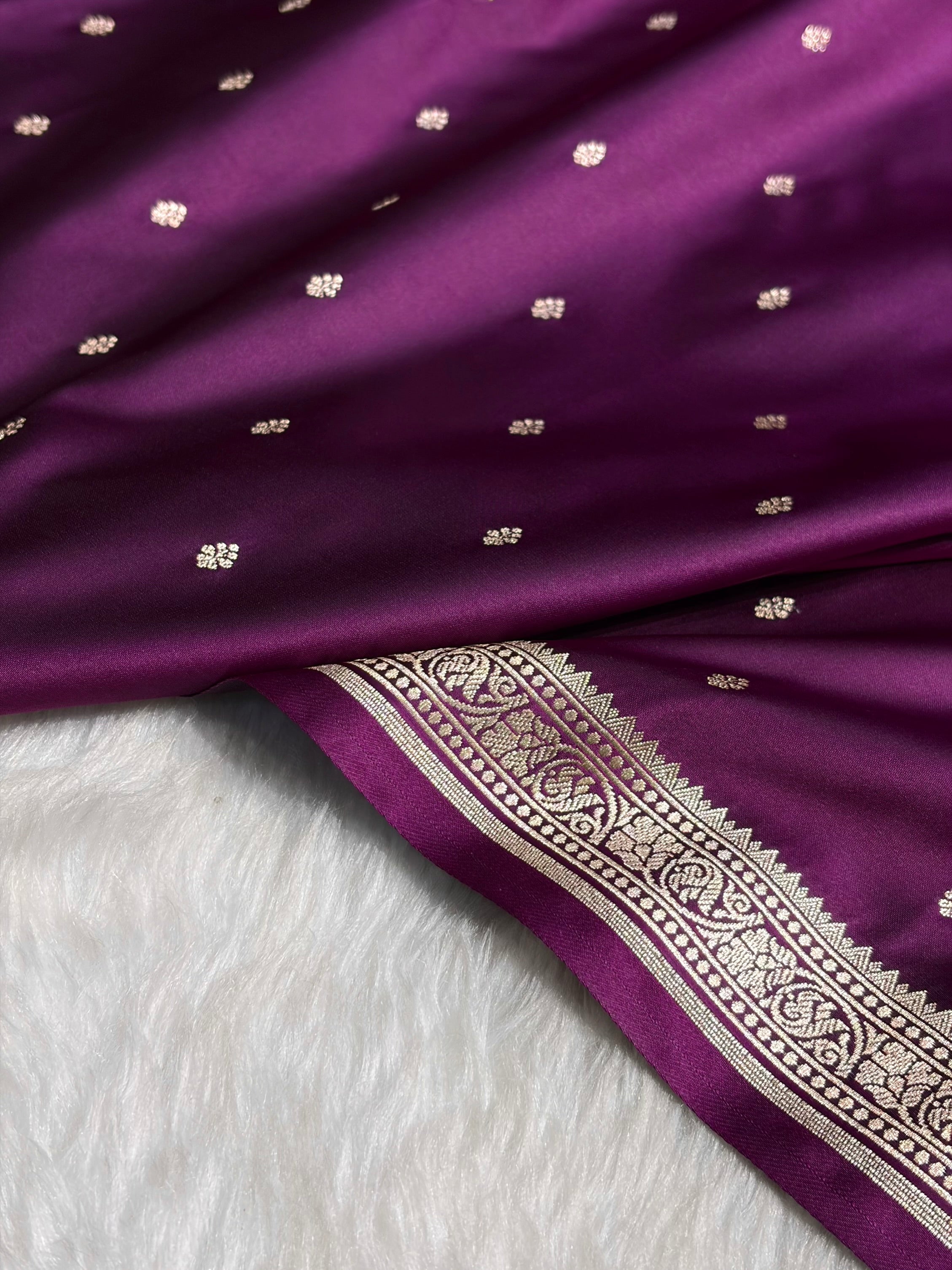 Premium Banarasi Satin Katan Saree in Wine Shades SK90