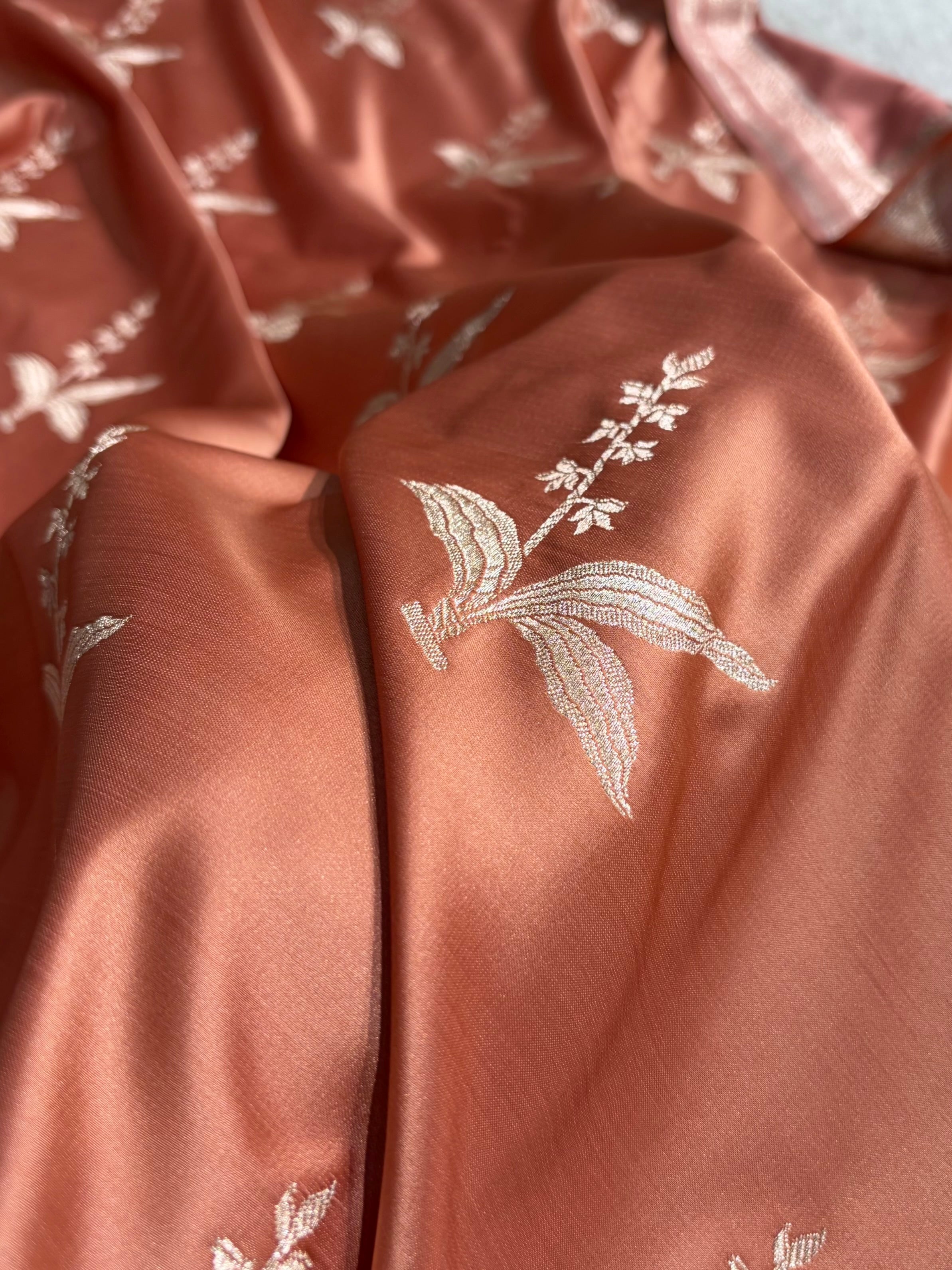 Peach Floral Motif Mashru Silk Saree MSM-04