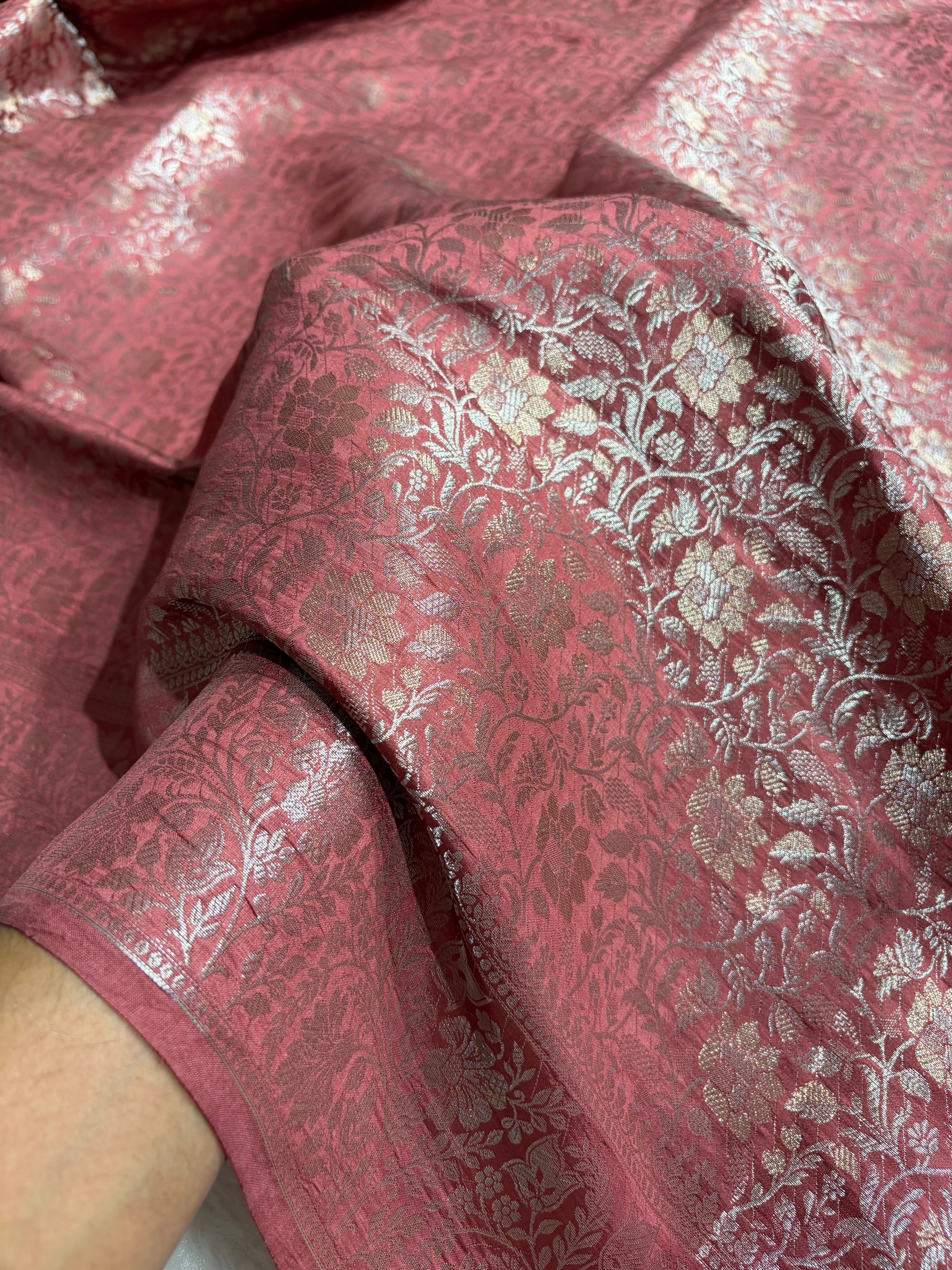 Mauve Shade Flower Boota Pure Caramel Mango Silk Saree CS-17