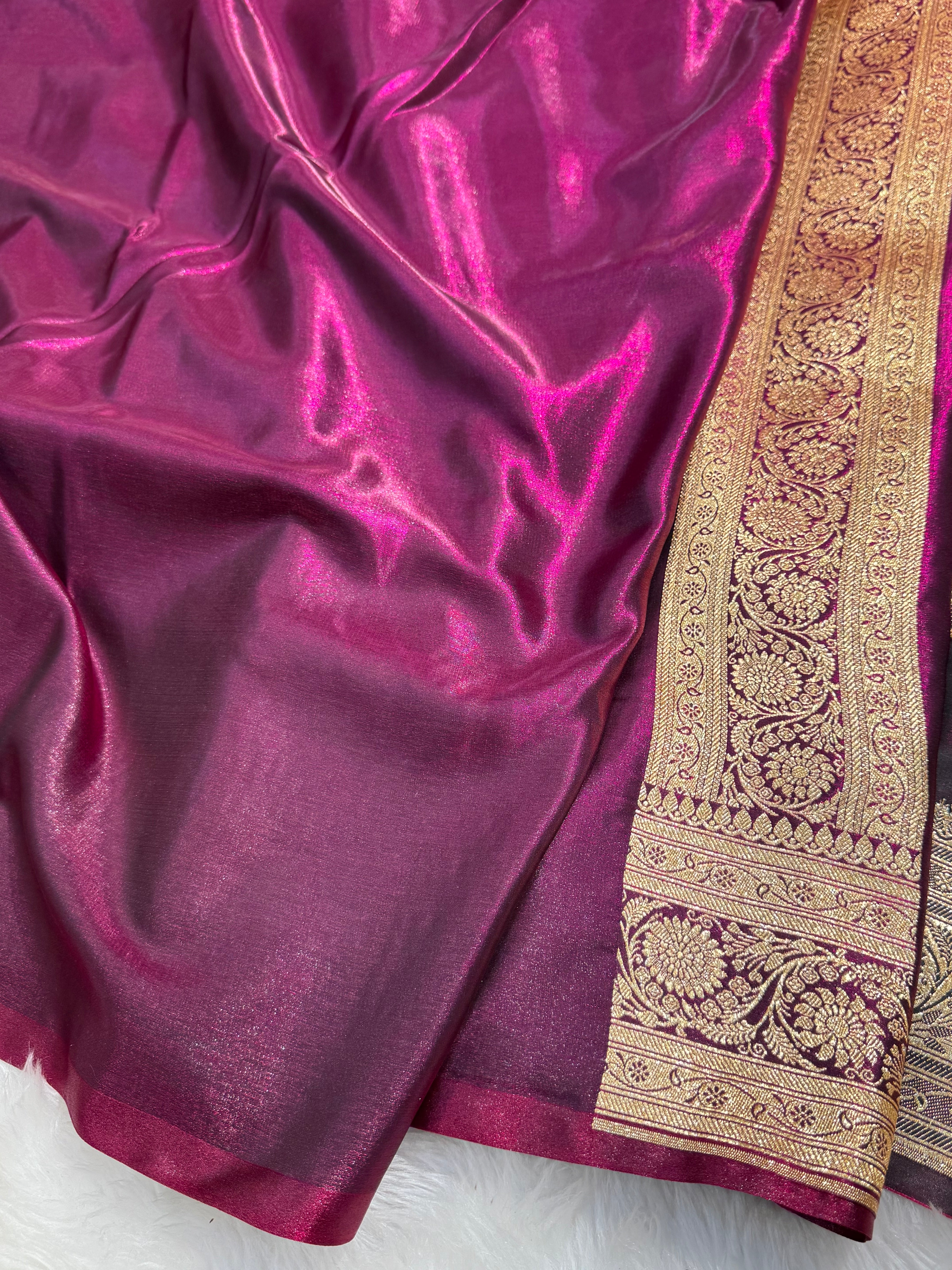 Wine Chand Tara Satin Silk Saree SS04