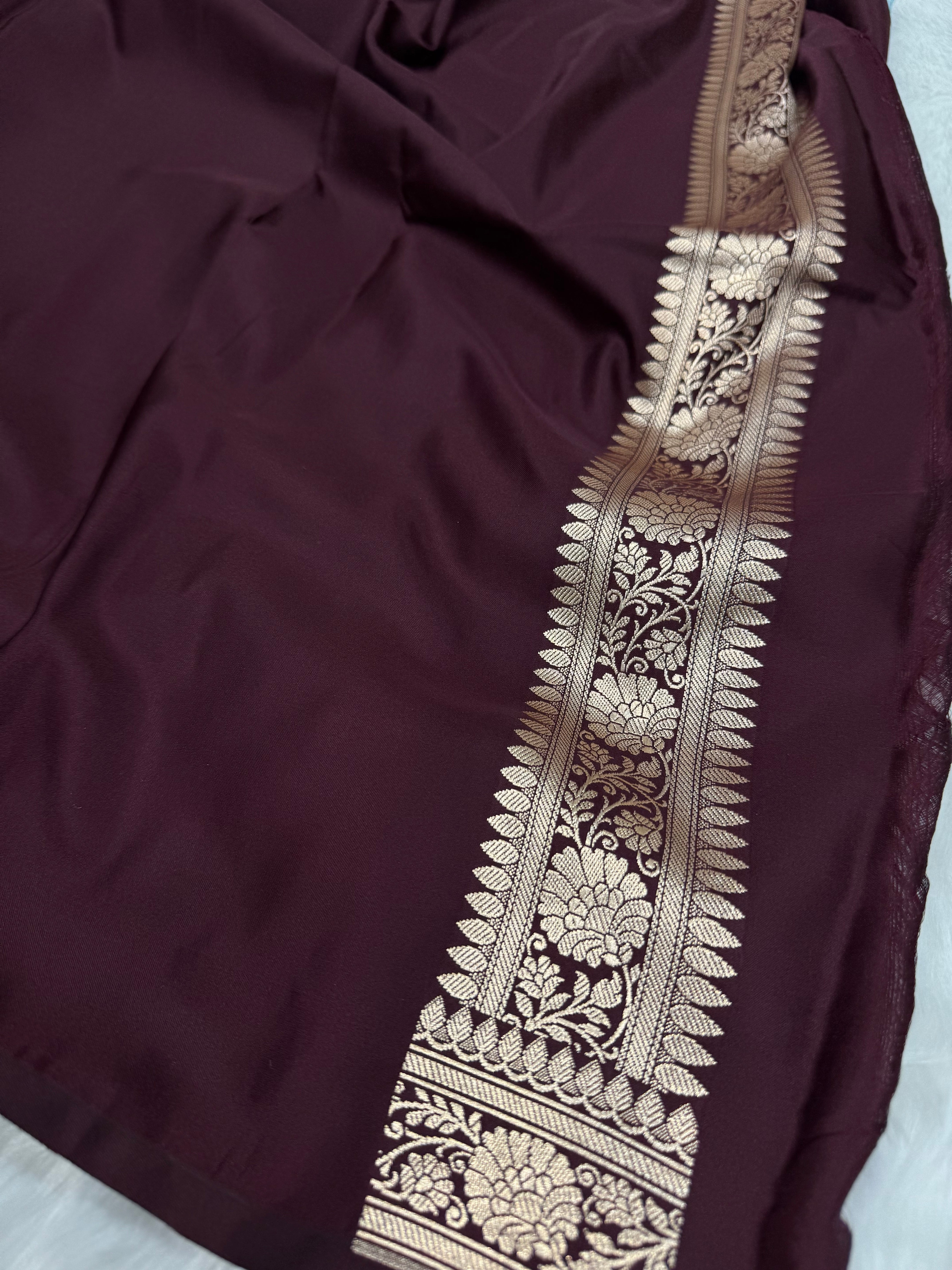 Chocolate shades Mashru Silk Saree for Festive Seasons