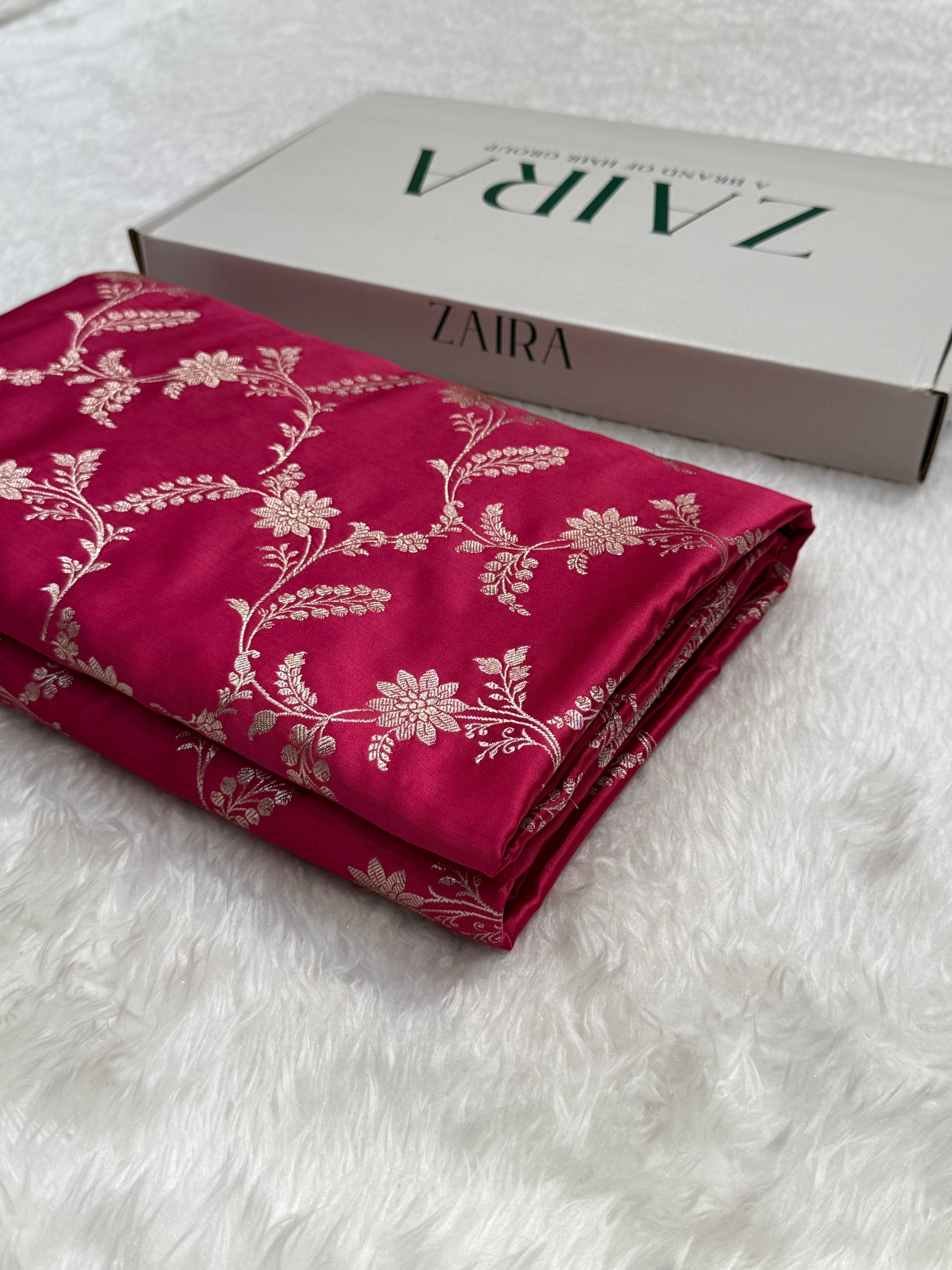 Gajri Rani Pink Jaal Mashru Silk Saree