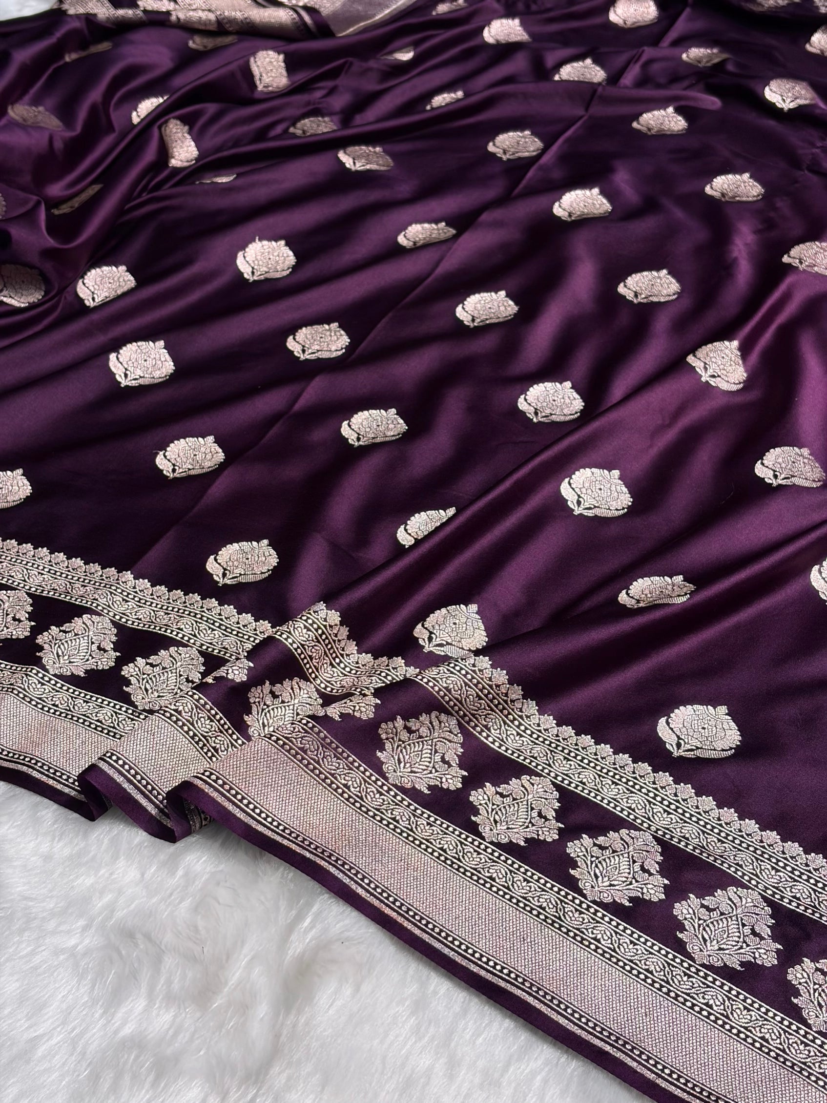 Wine Boota Motif Mashru Silk Saree MS43