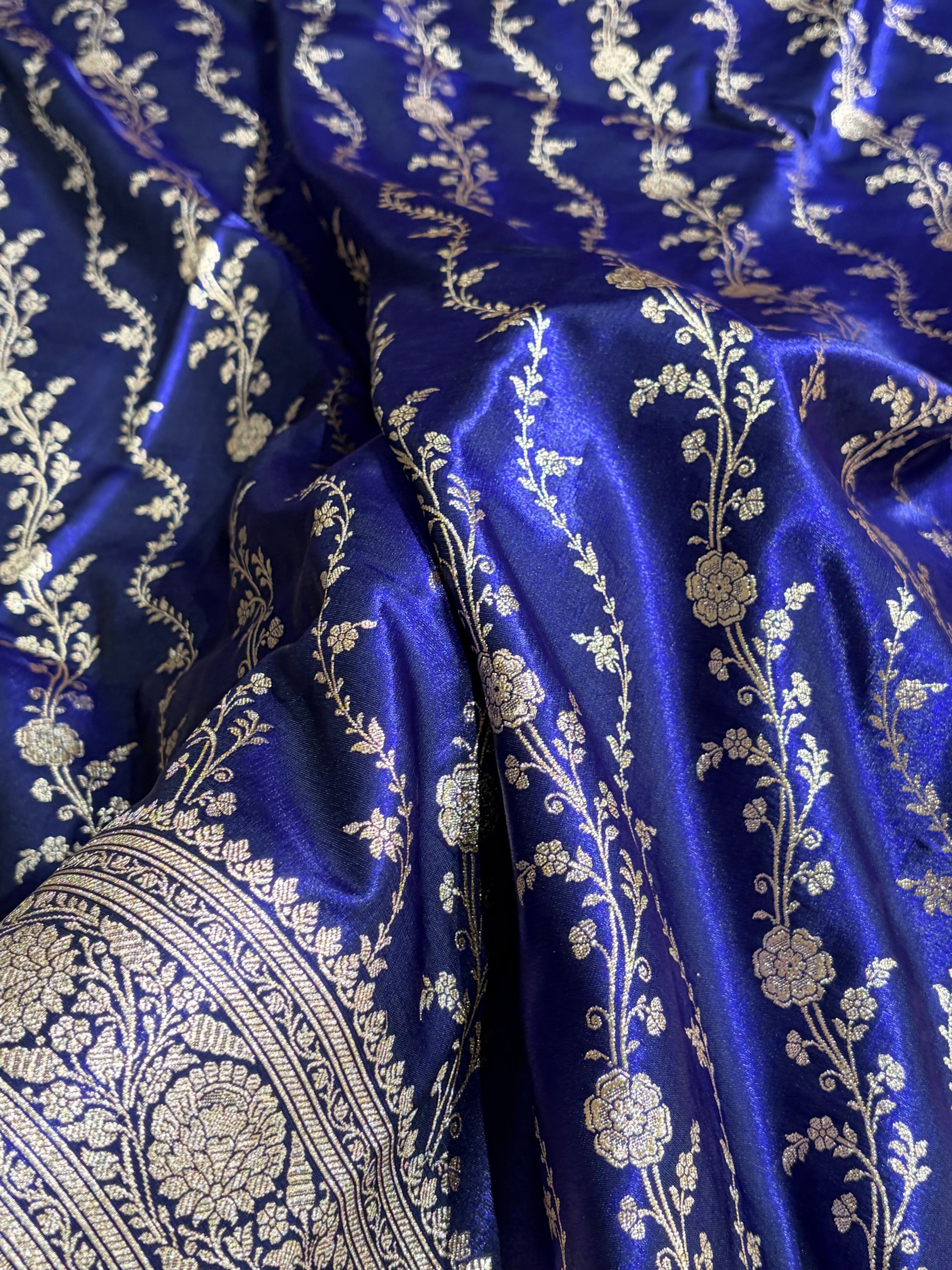 Satin Silk Cross Pattern in Royal Blue Shades SS37