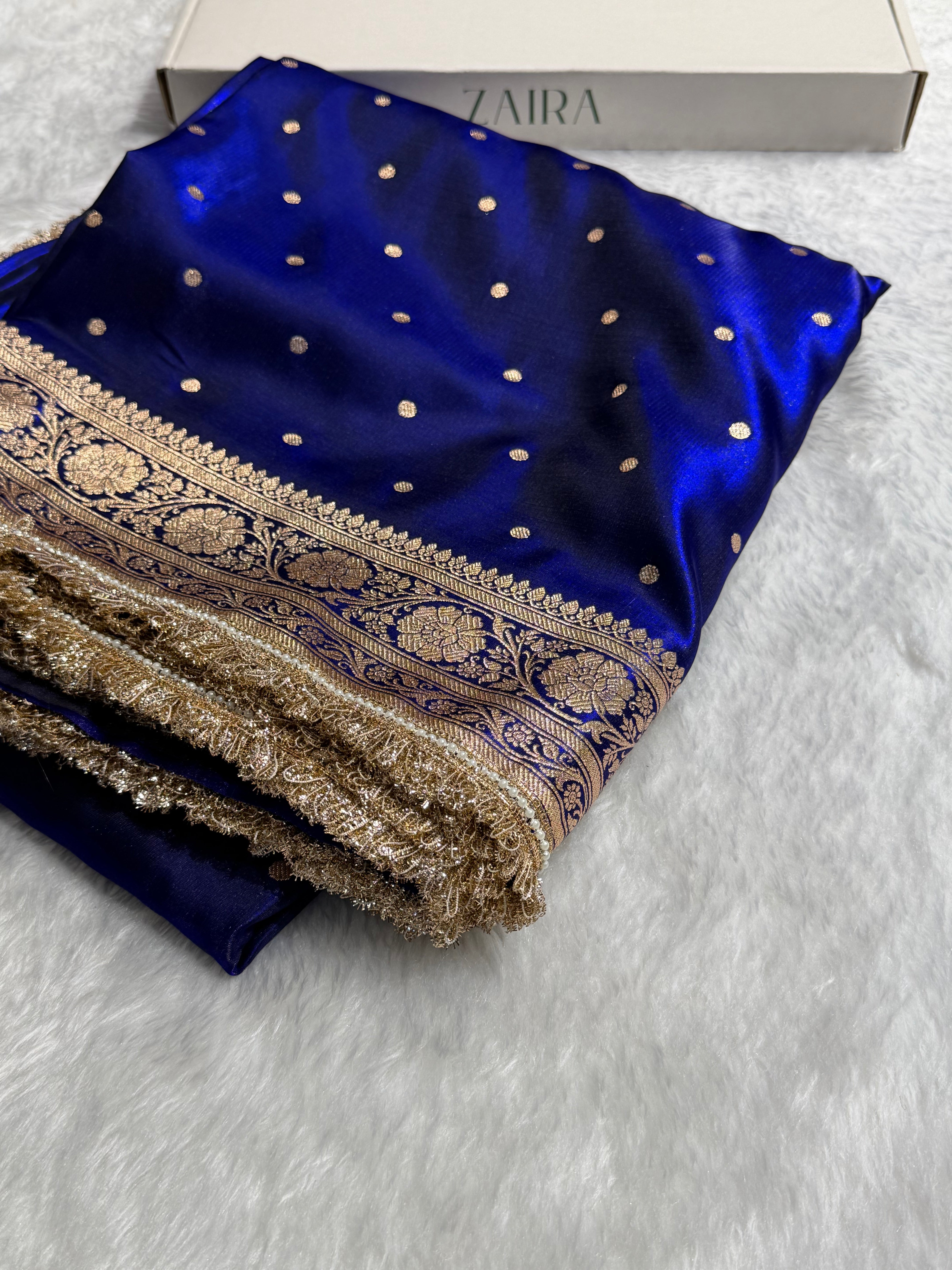 Royal Blue Booti in Peacock Shades With Gotta Patti SSGP08