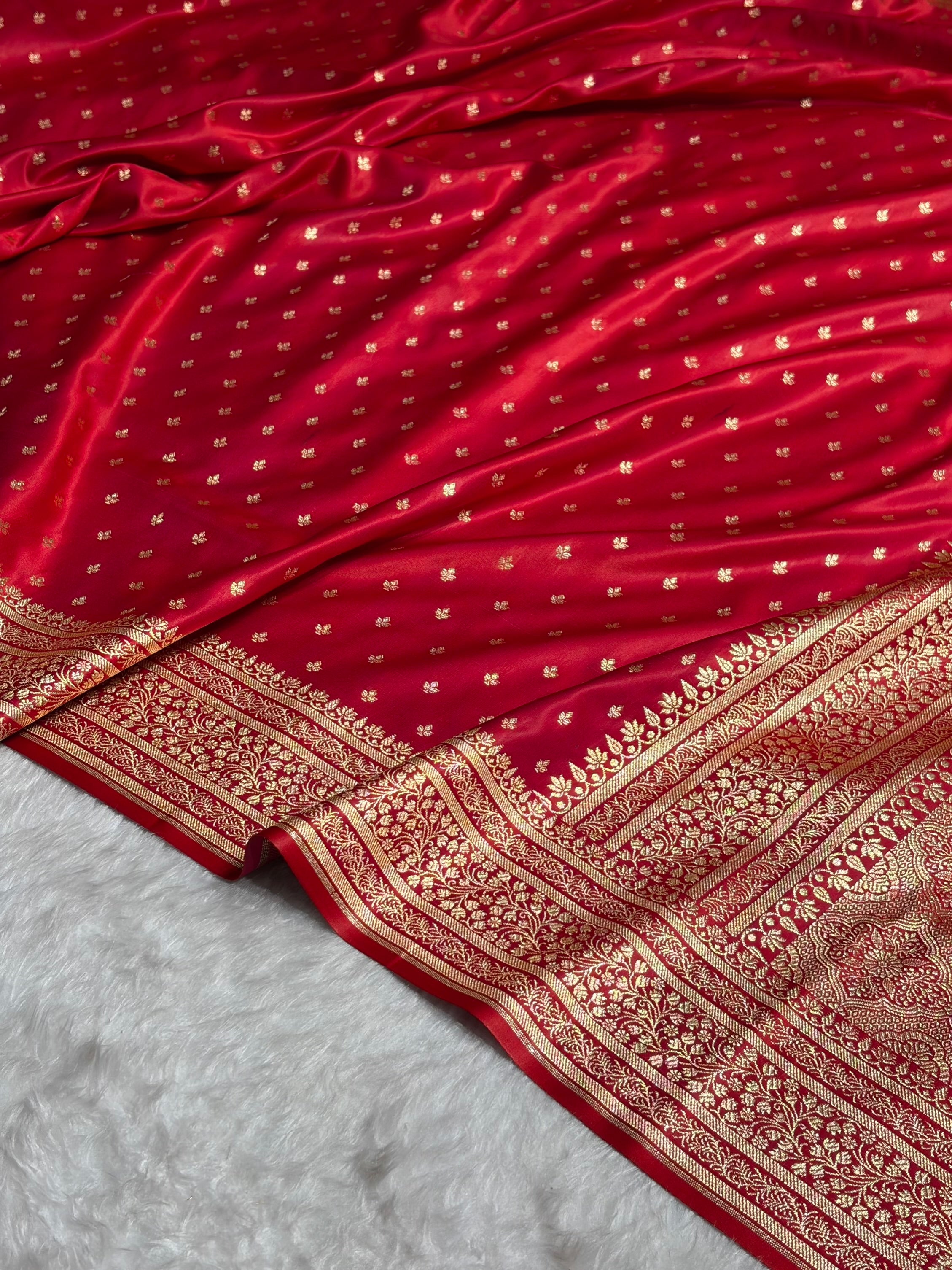 Banarasi Satin Katan Saree in Cross Red Shades SK88