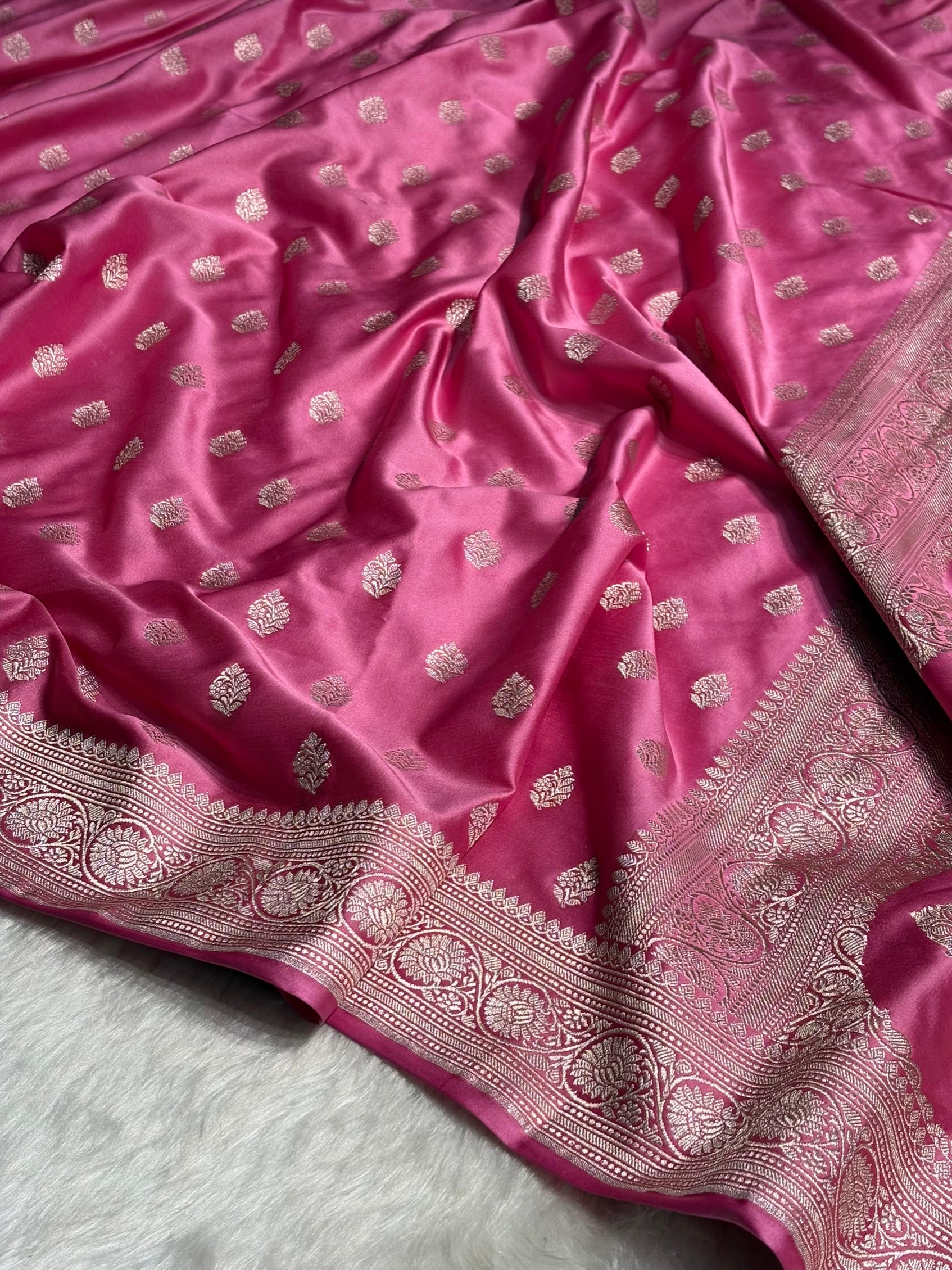 Blush Pink Shade Boota Mashru Silk Saree MS17