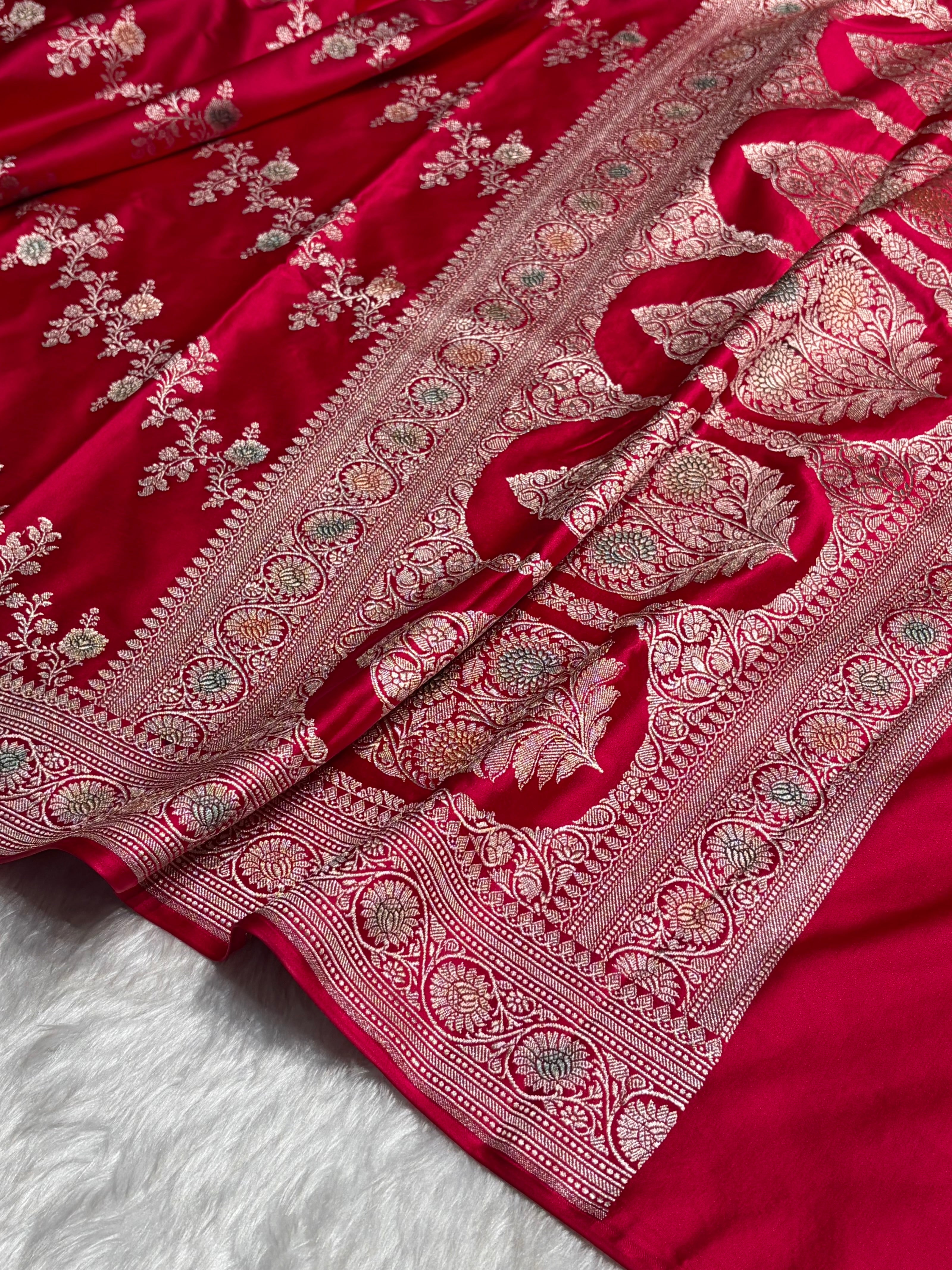 Dark Pink Minakari Banarasi Cross Mashru Silk Saree MS01