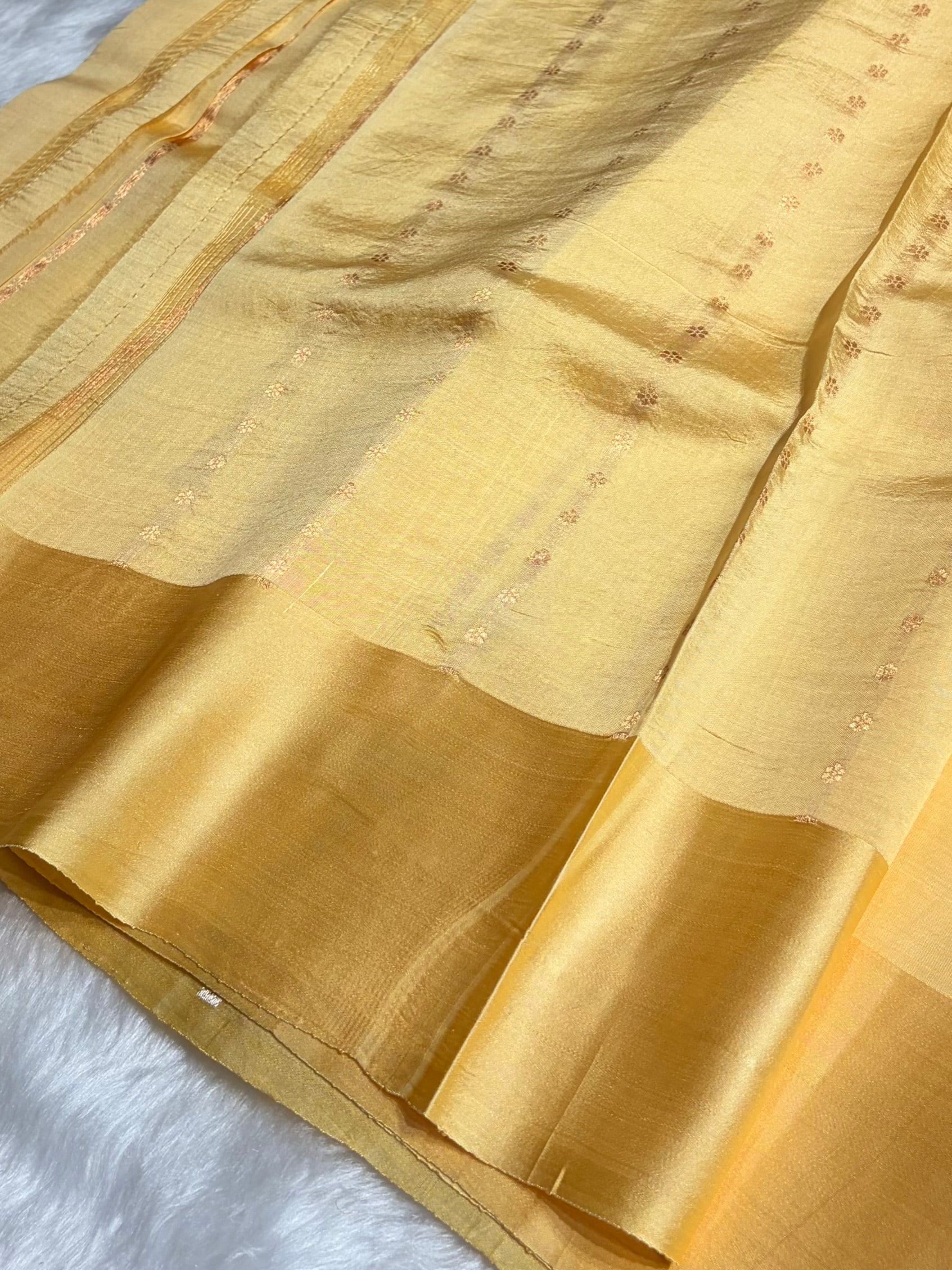 Lemon Shades Boota Handwoven Pure Raw Mango Silk RM-14