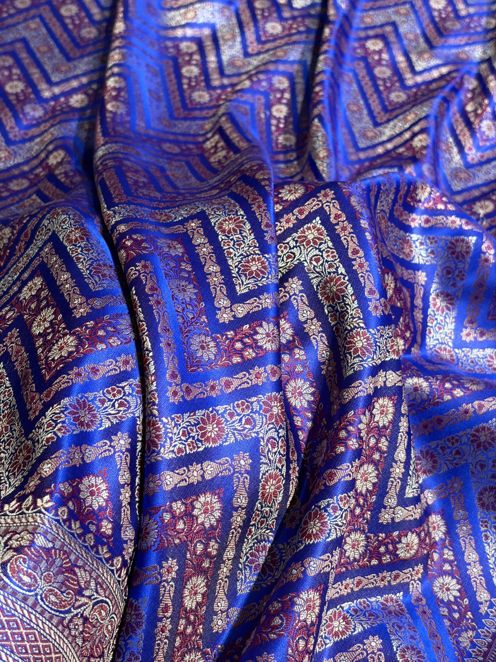 Royal Blue Jamawar Tanchoi With Minakari Jaal Katan Silk Saree SKTM-26