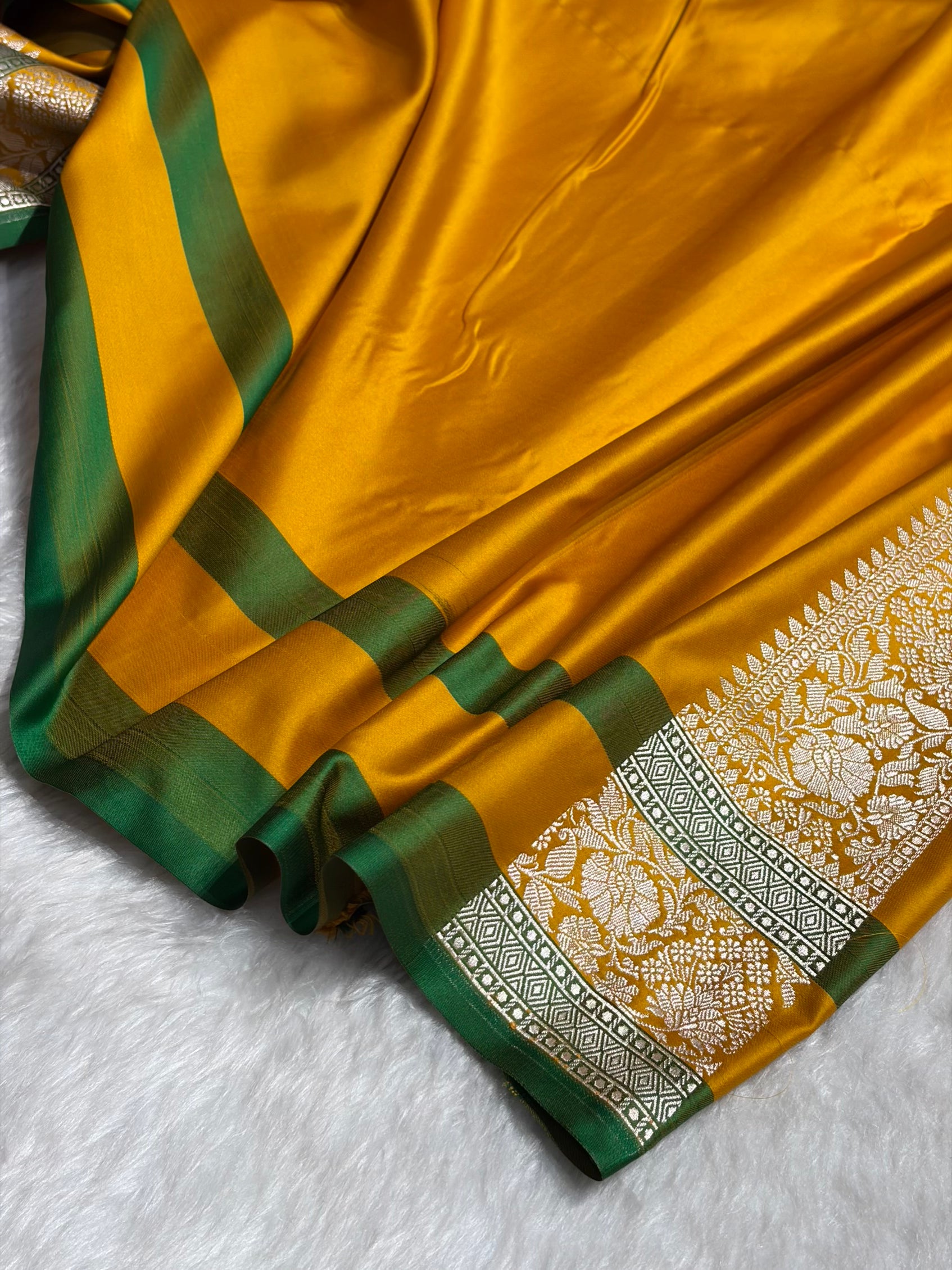 Contrast Dark Wine With Mustard Floral Border Mashru Silk Saree MSM-99