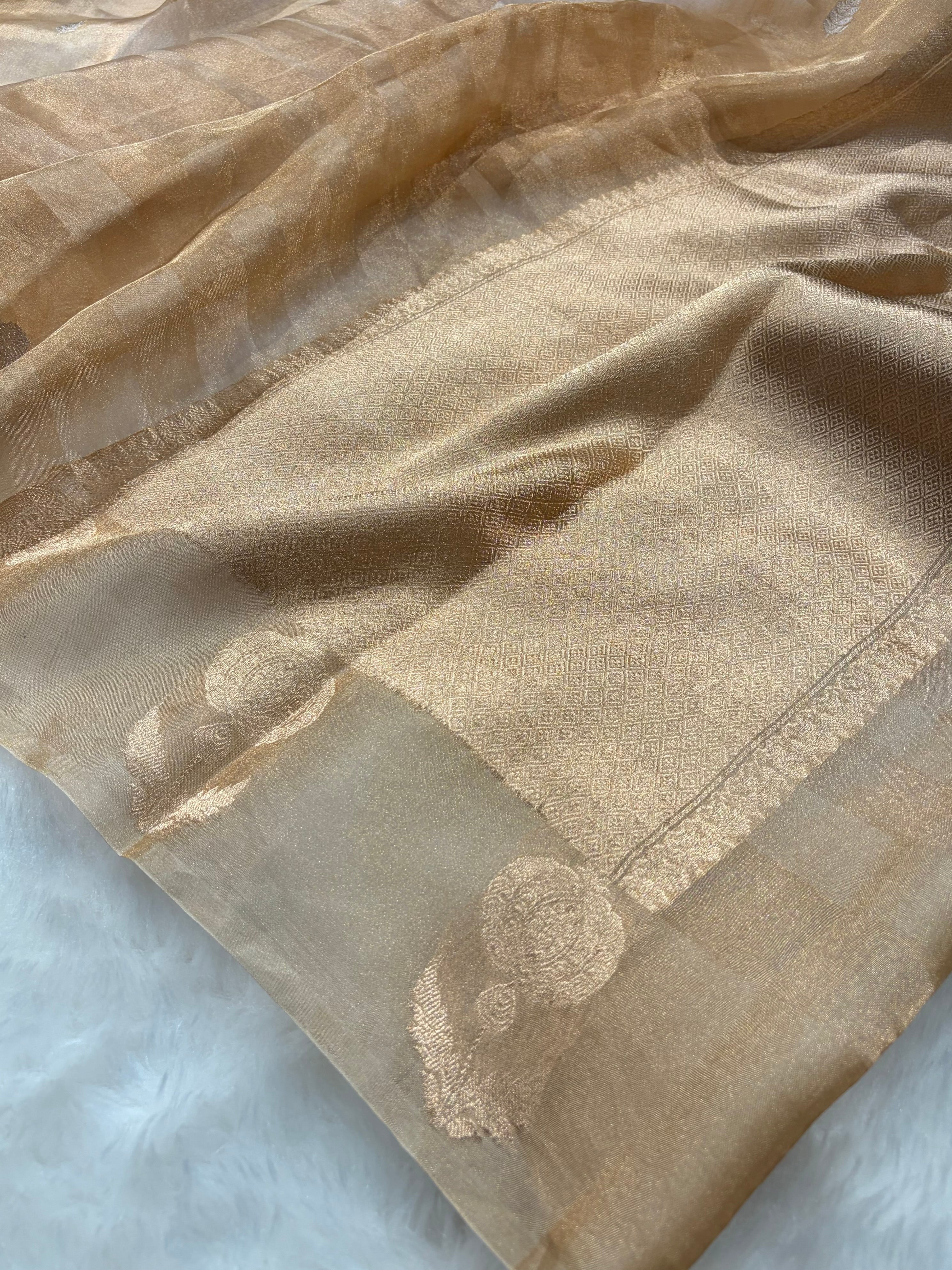 Tusser Bananasi Floral Shades Pure Tissue Silk Saree PT-51