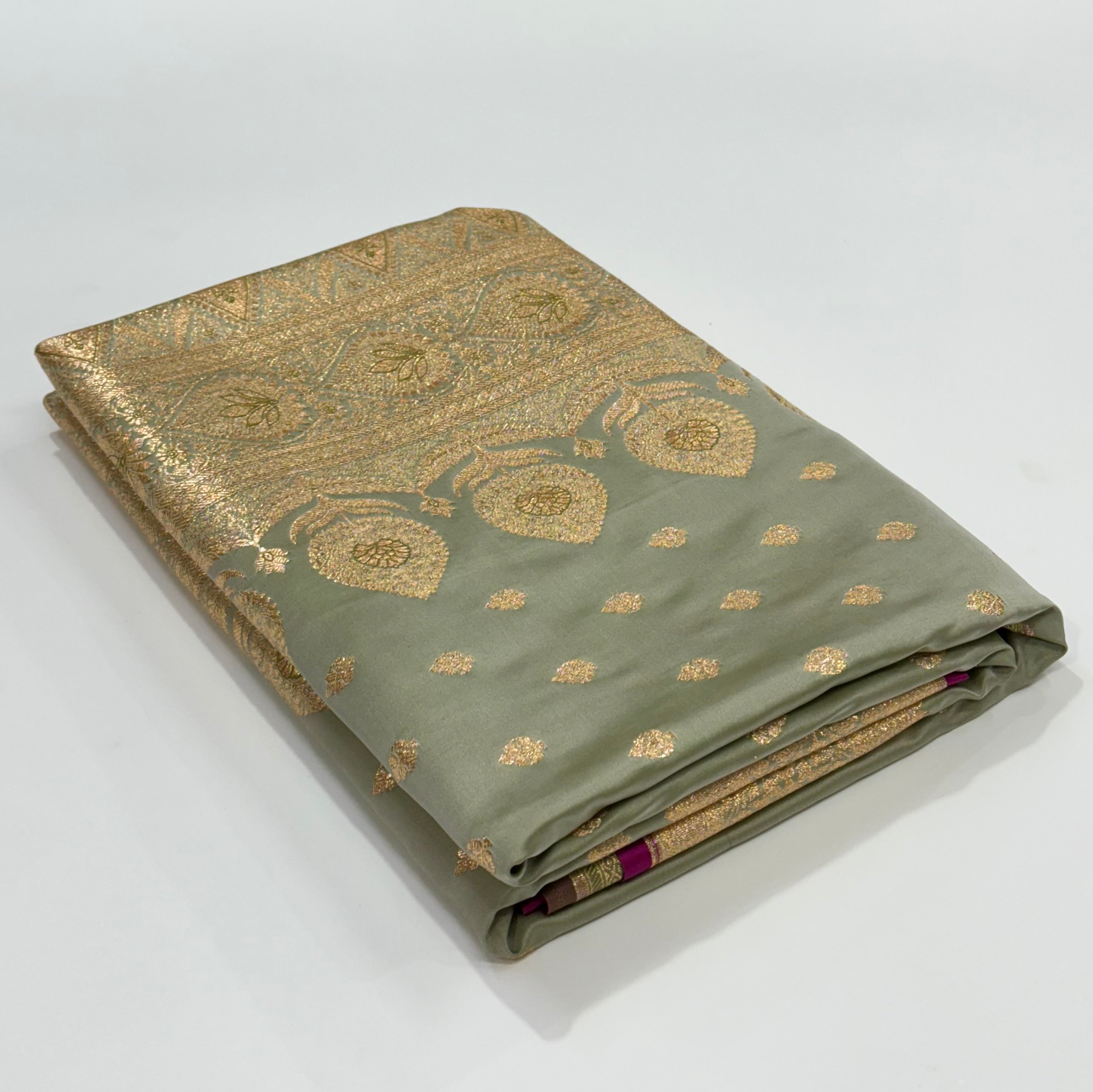 Pastel Mehendi booti Katan Silk saree SK10