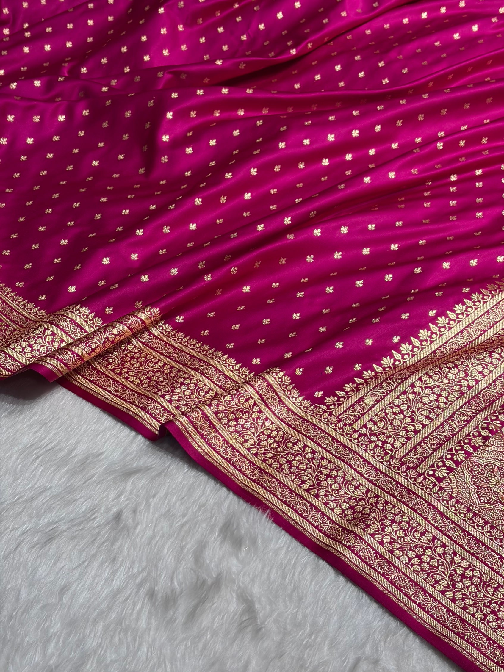 Banarasi Satin Katan Saree in Rani Shades SK88
