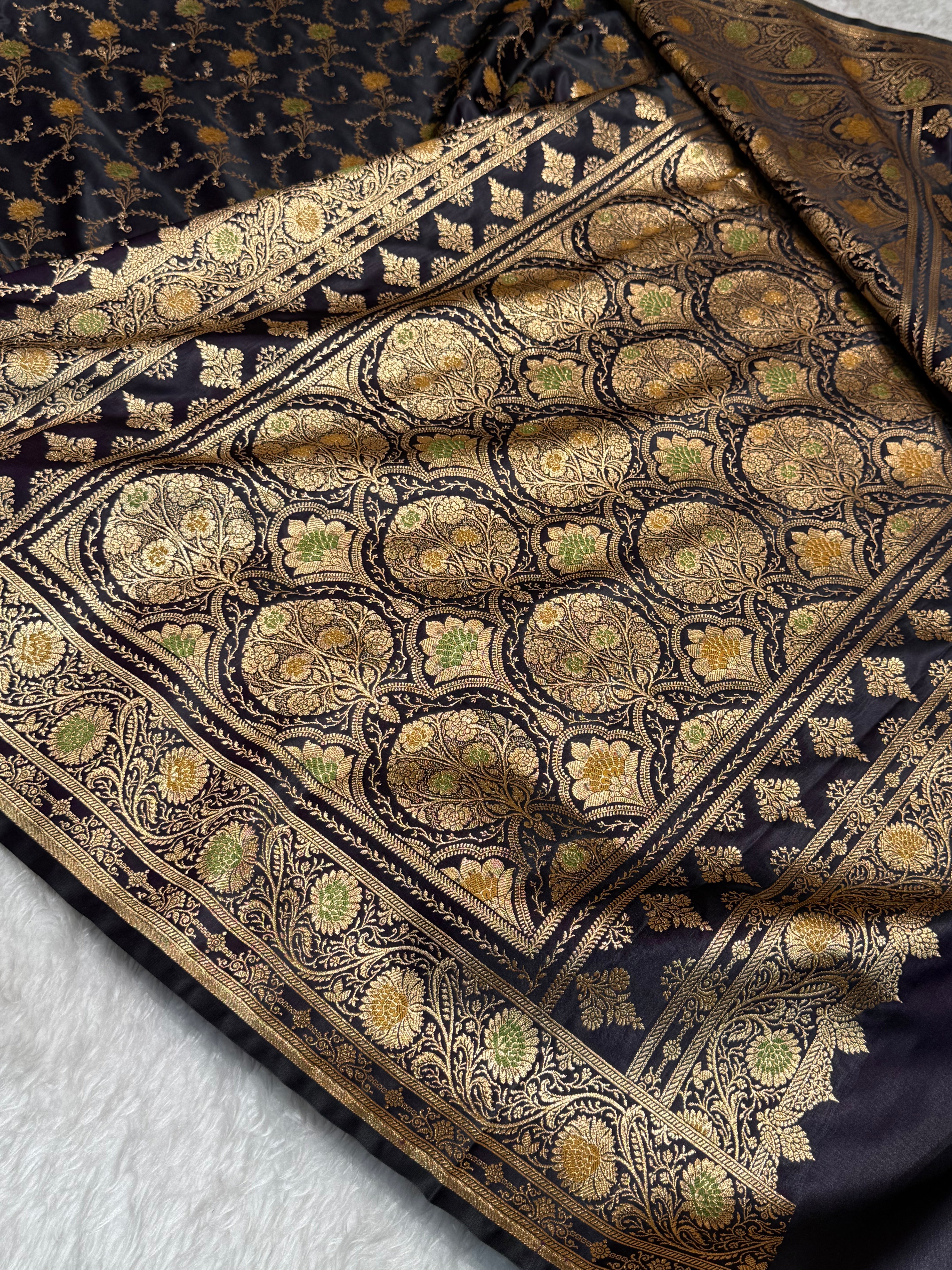 Premium Dark Purple Banarasi Minakari Jaal Katan Silk Saree