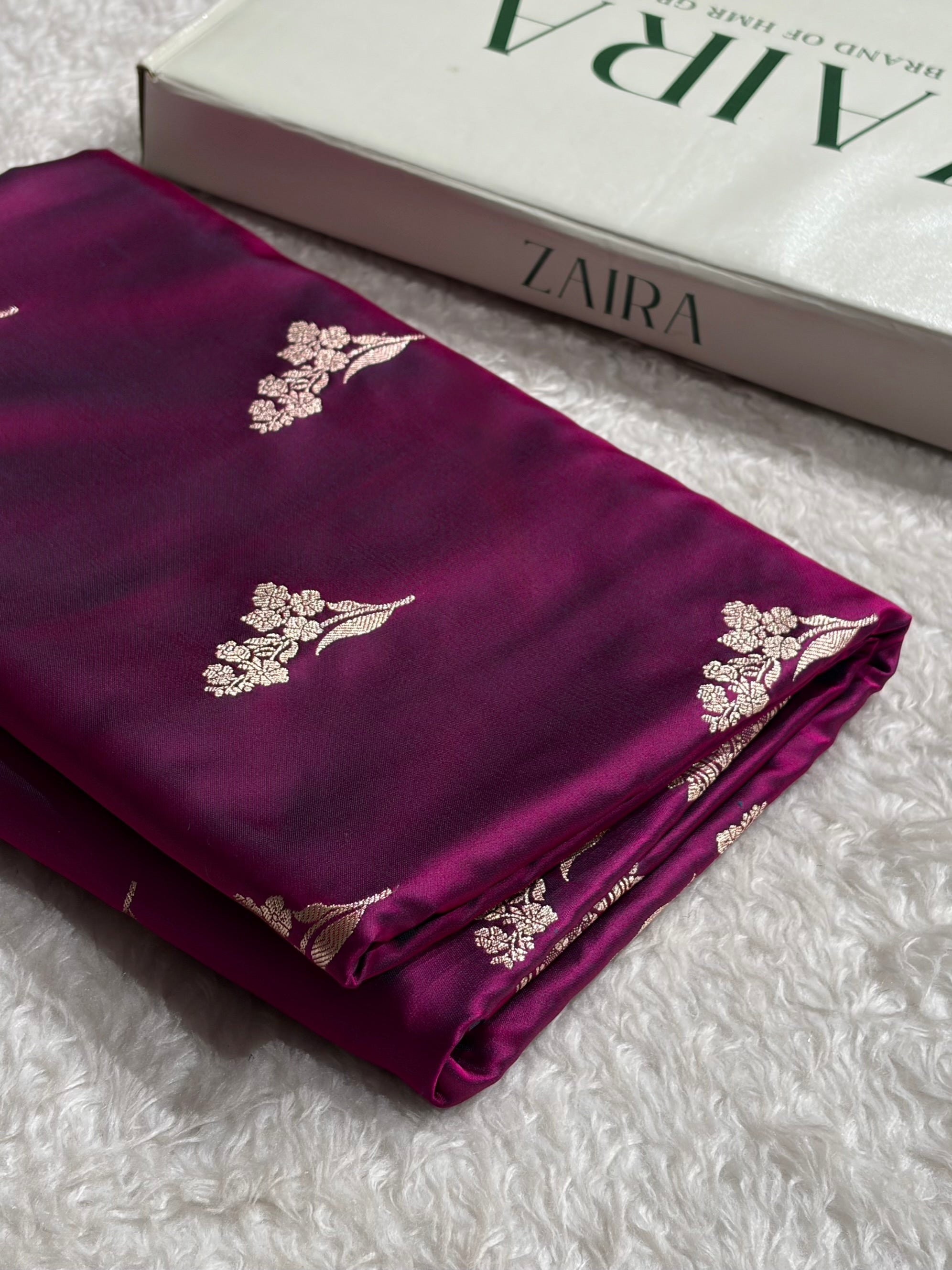 Cross Wine Boota With Floral Border Mashru Silk Saree MSM-97