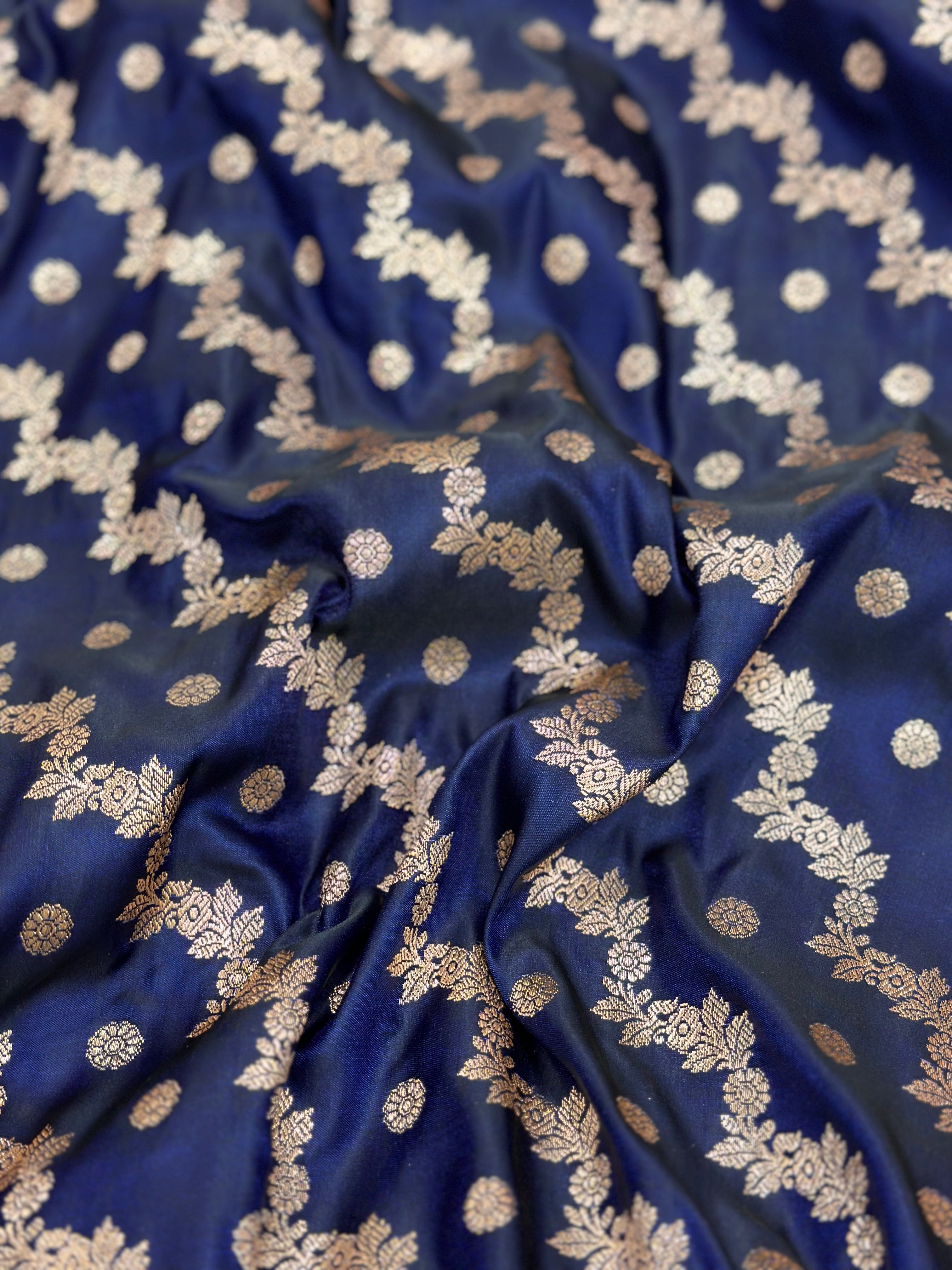 Cross Katan Silk Saree In Cross Navy Shades.