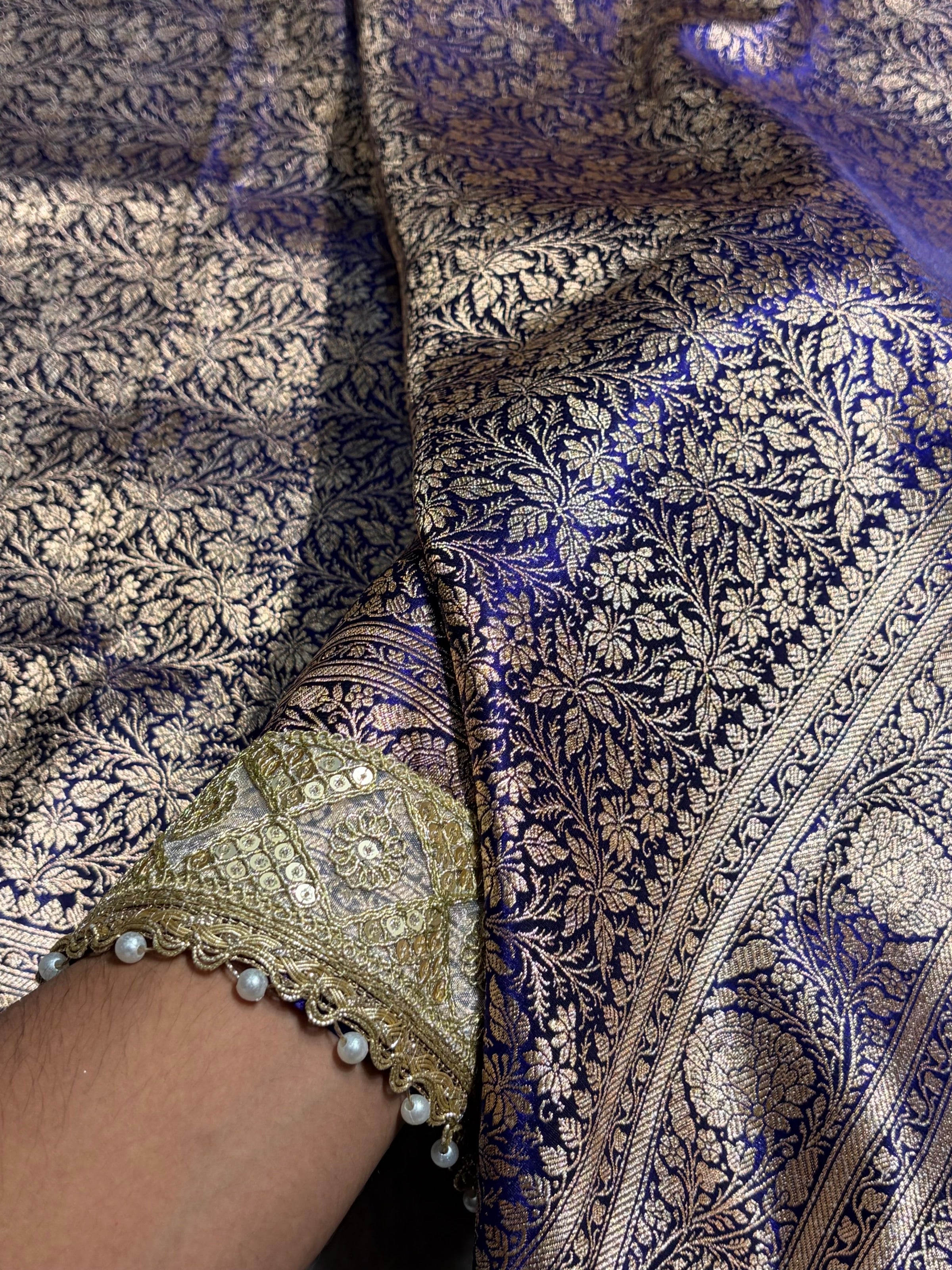 Royal Blue Shades Brocket With Gotta Patti Satin Silk Saree Banarasi Saree Shades SSGP30