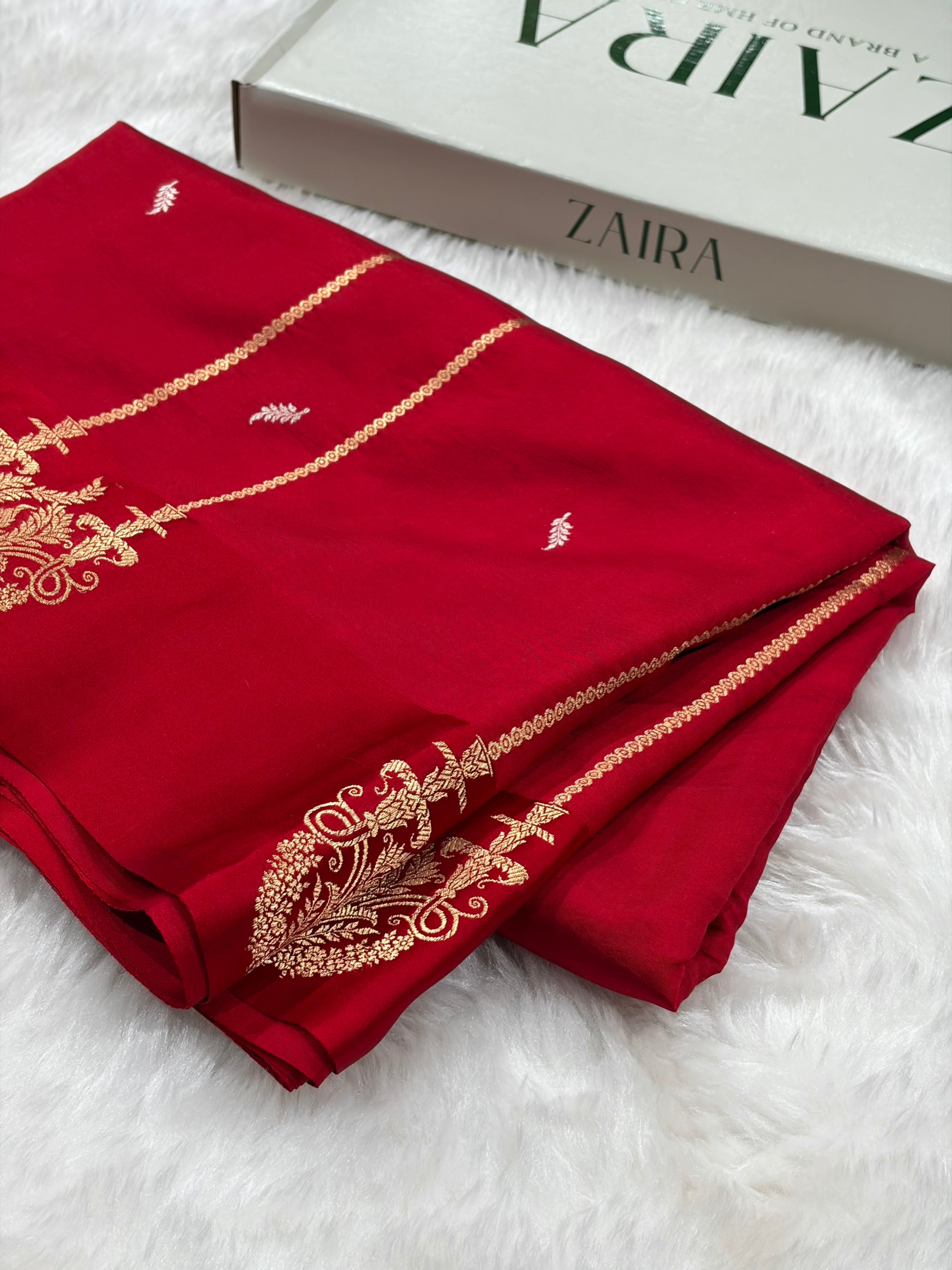 Blood Red Shades Rangkart Handwoven Pure Katan Paper Silk RM-44