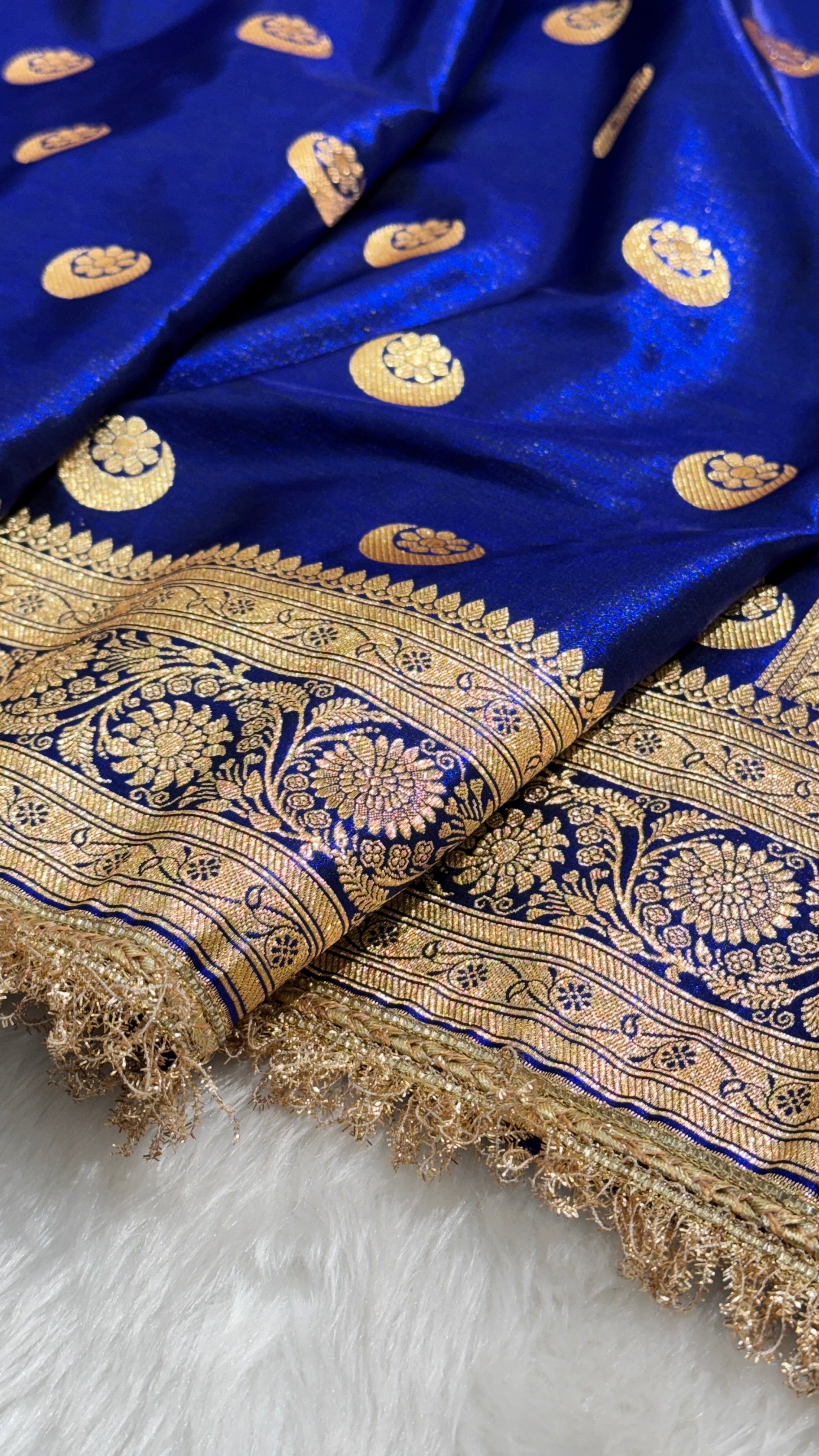 Royal Blue Chand Tara Satin Silk Saree with gotta patti SSGP7
